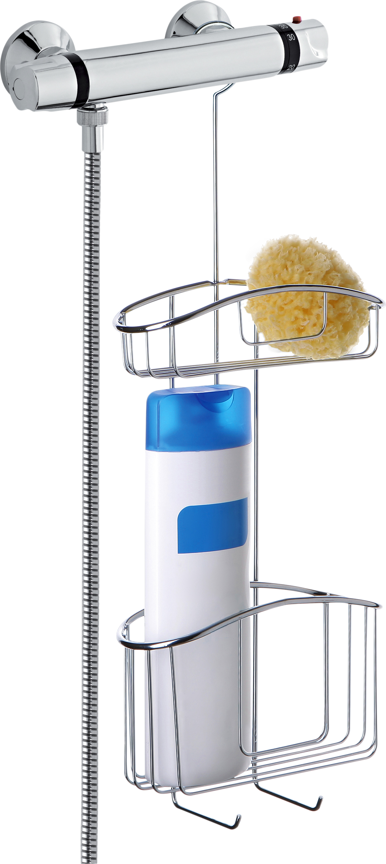 Organizer per doccia per miscelatore monocomando Poggetti con gancio 2 piani cromo cromo lucido - 4