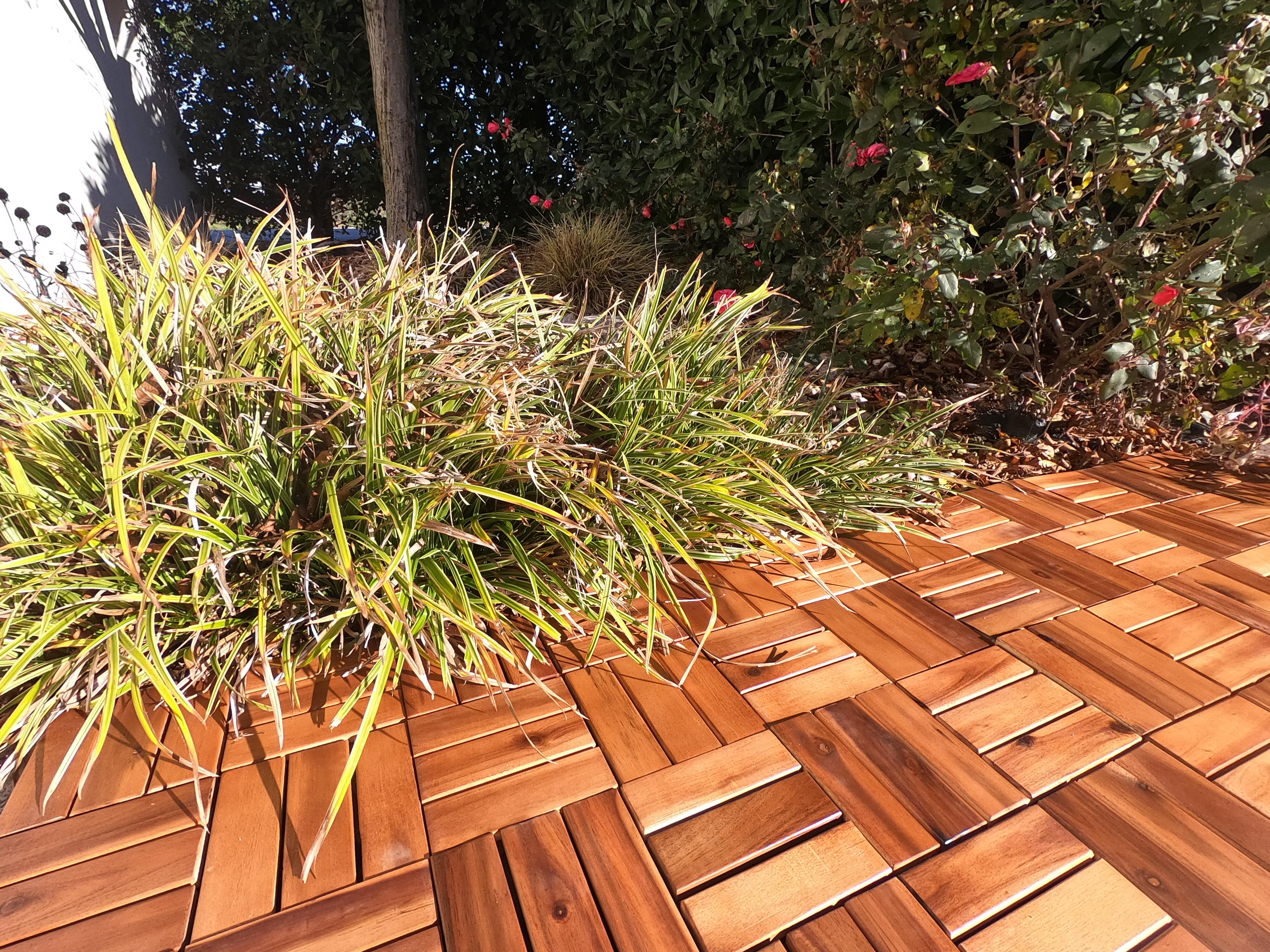 Piastrella a incastro in legno Acacia miele L 30 x L 30 cm x Sp. 25 mm - 4