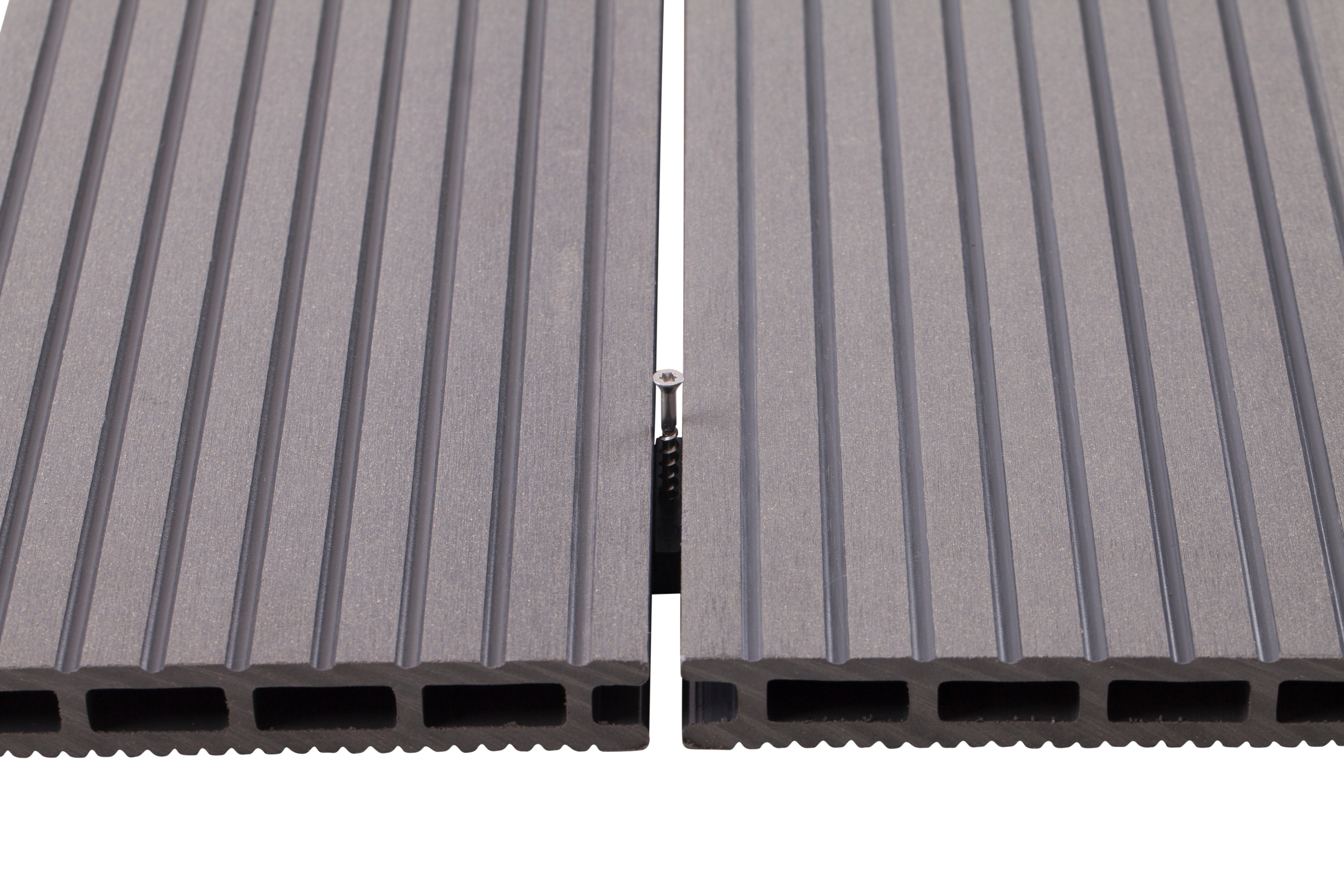Listone con fissaggio a clip in composito di legno e plastica (wpc) Atlas grigio antracite L 240 x L 14.5 cm x Sp. 21 mm - 16