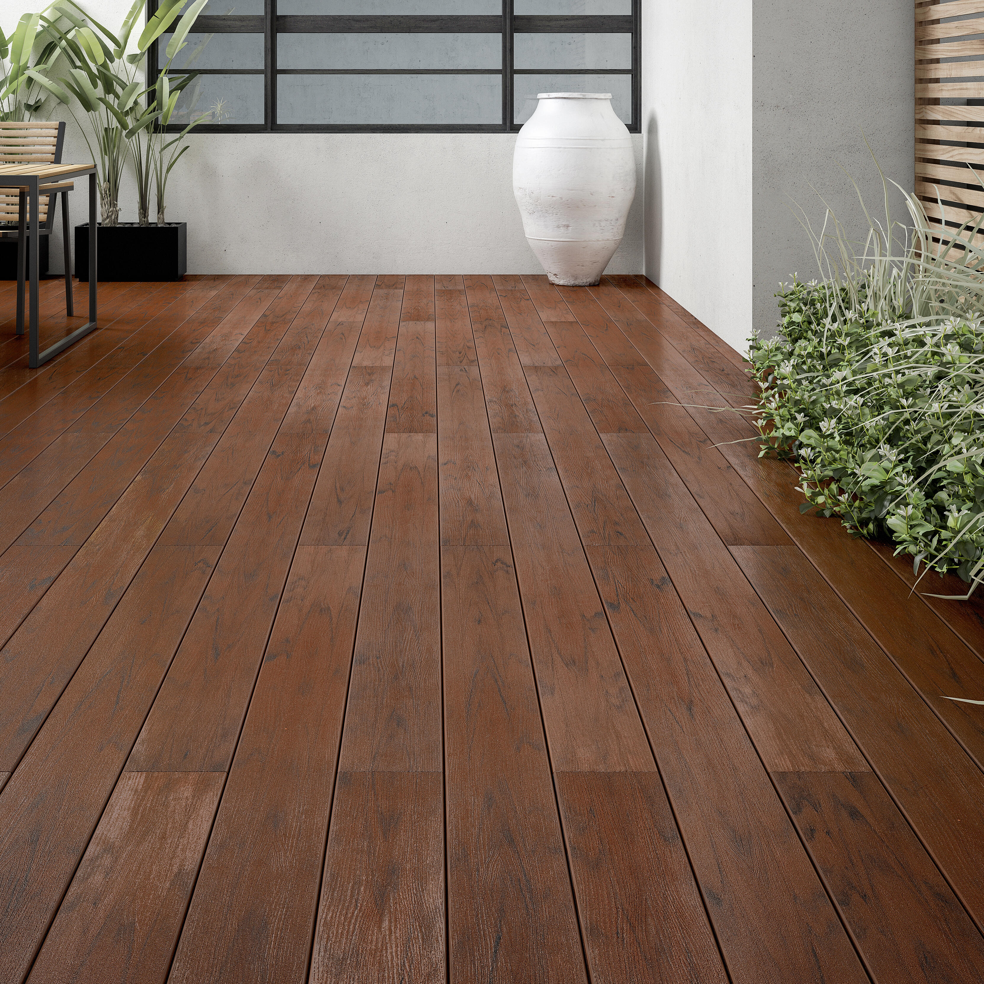 Suelo de exterior de composite coffee 14,5x220 cm