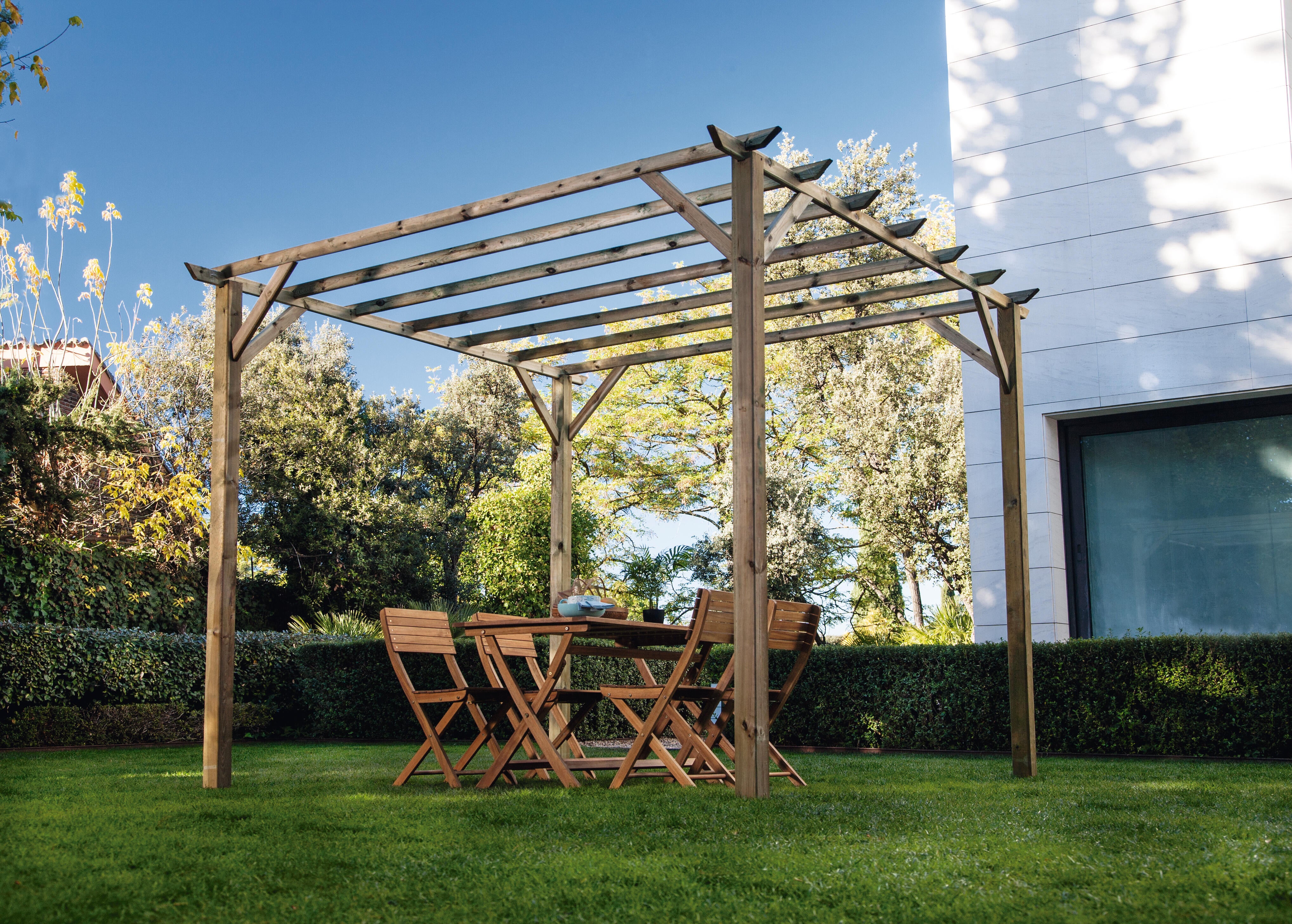 Pérgola de madera con cubierta forest style ancolie de 300 x 300 cm marrón