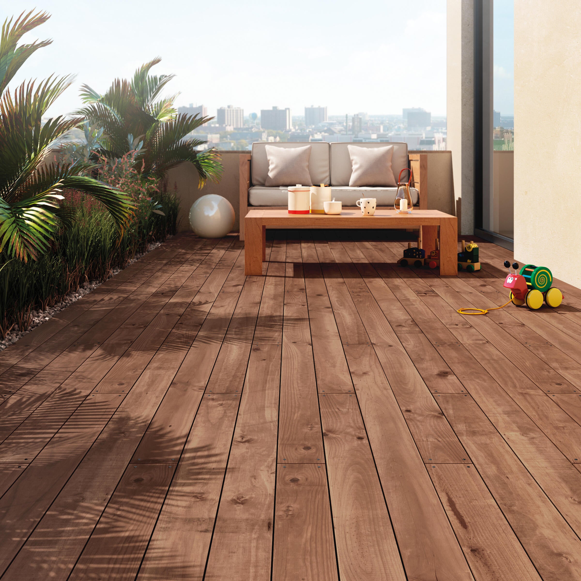 Pack 5 lamas de madera tintada 9.5x240 cm y 20 mm