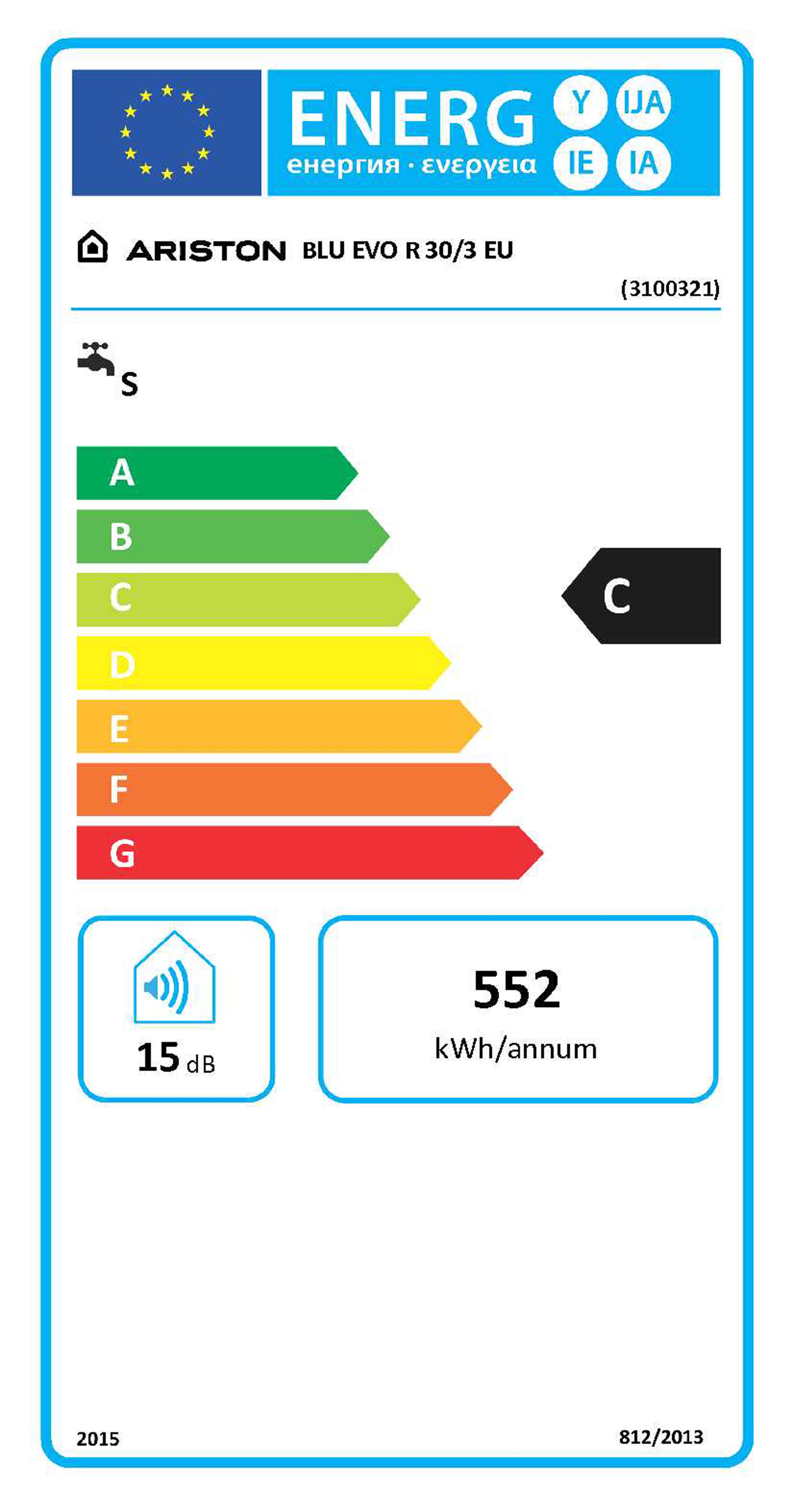 Scaldabagno elettrico ad accumulo ARISTON BLU EVO R SOPRALAVELLO 30L classe energetica C - 3