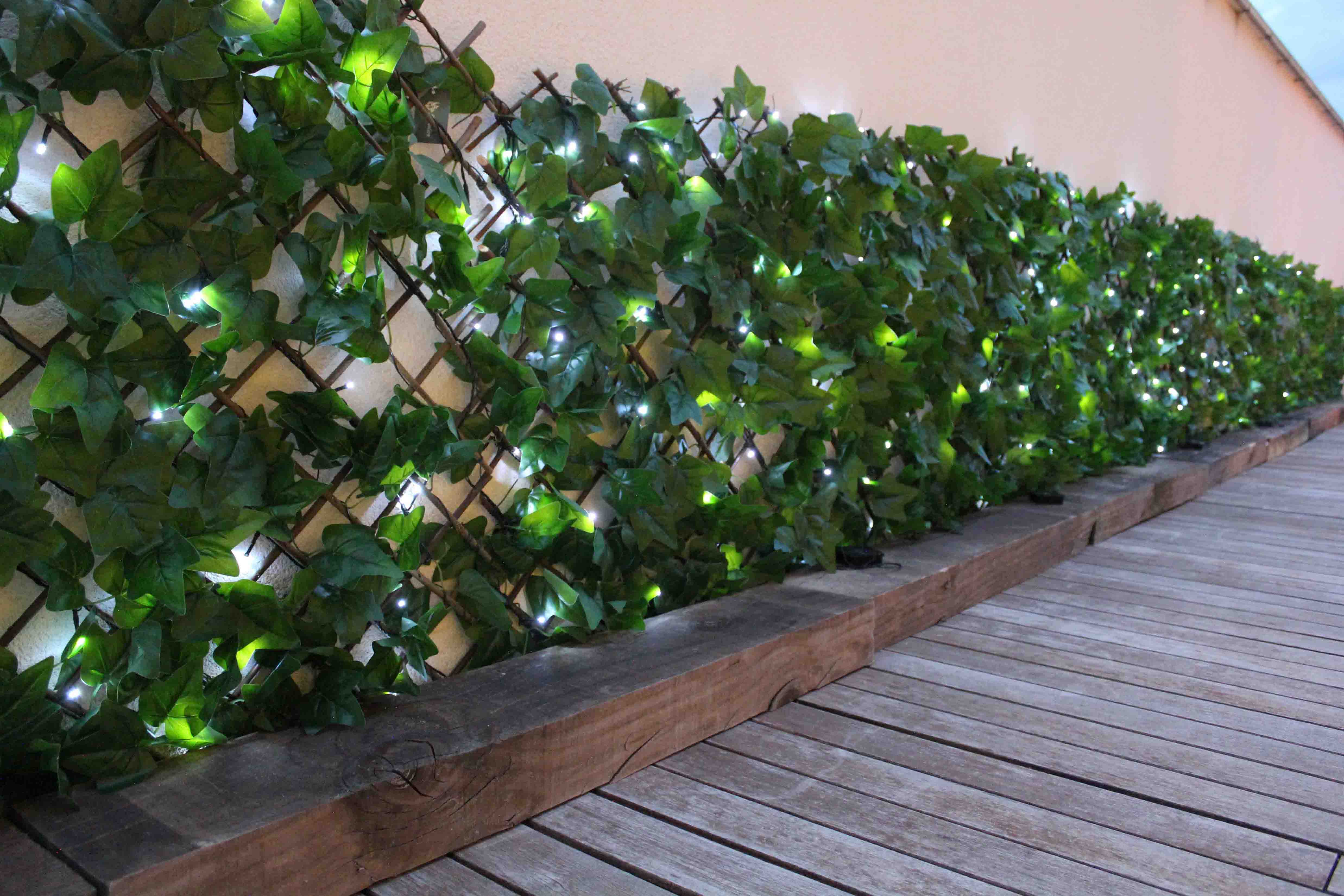 Celosía extensible de poliéster verde Hiedra 70 LED 100x150 cm - 2
