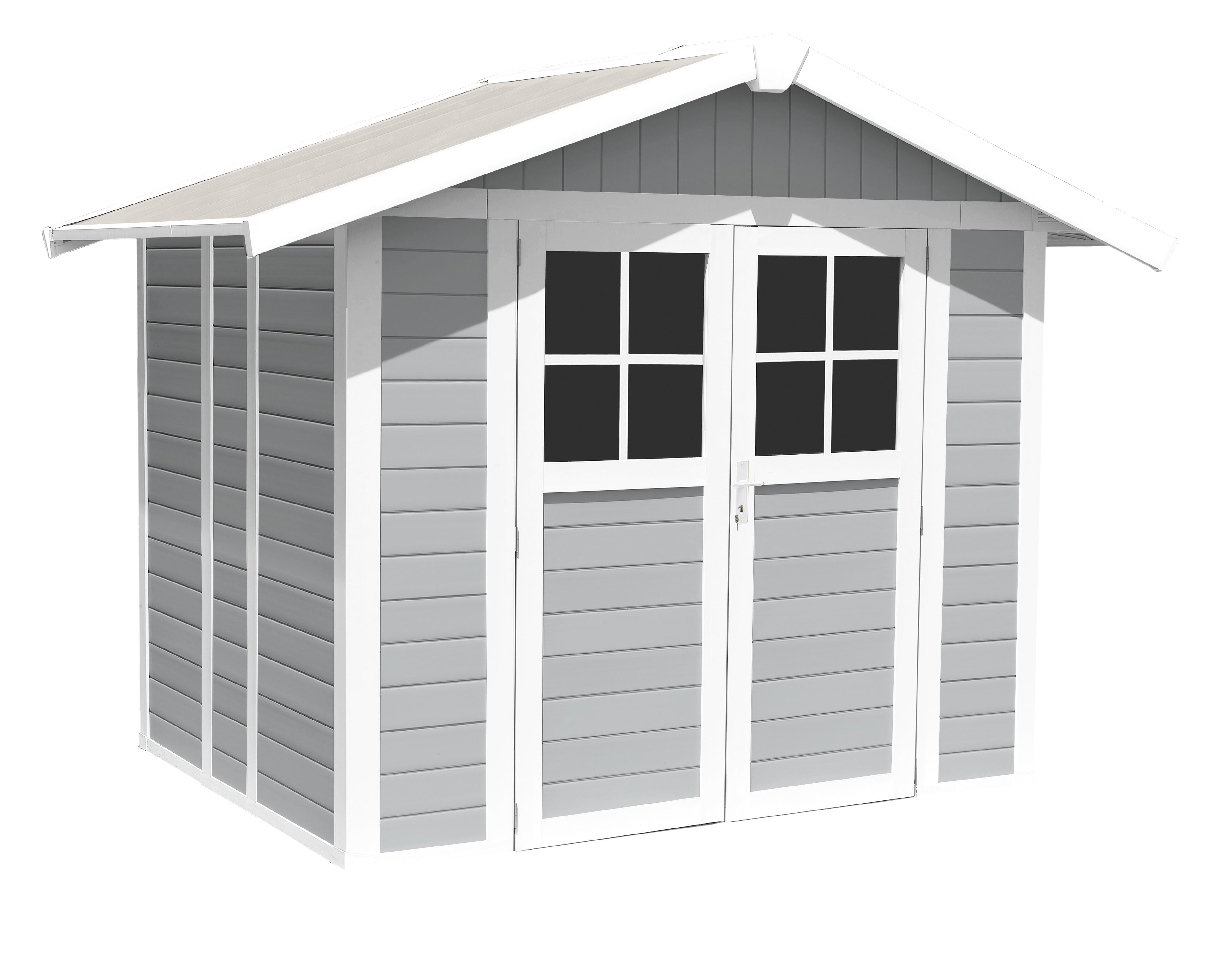 Caseta de resina deco de 72x180x80 cm y 4.9 m2 con 26 mm espesor y doble puerta abatible grosfillex