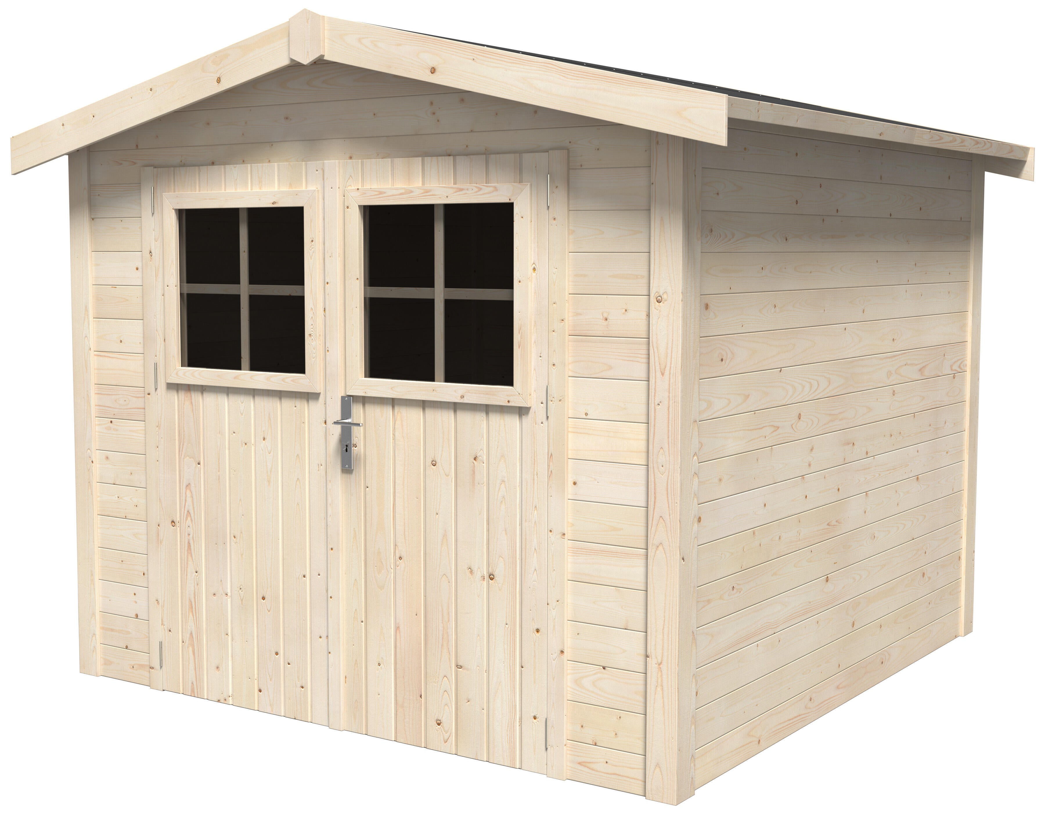 Caseta de madera mano de 263.2x212x249.5 cm y 5.36 m2 con 19 mm espesor y doble puerta abatible decor et jardin