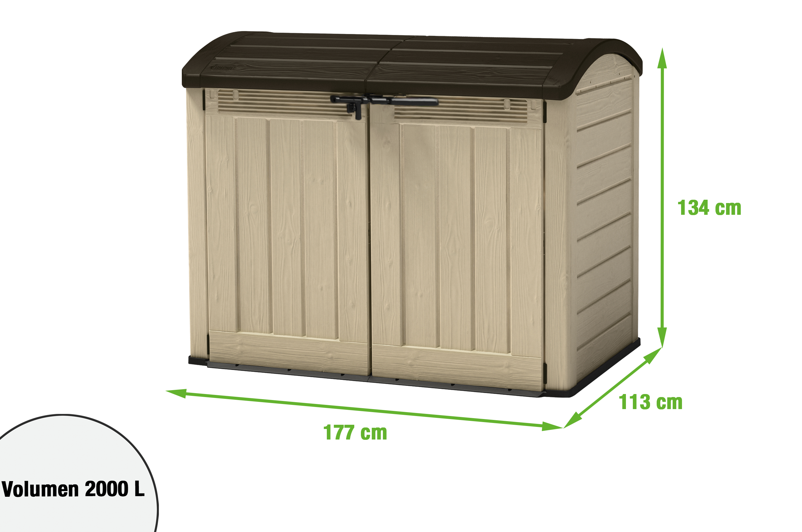 Arcón de resina para exterior KETER WOODLAND ULTRA 177 x 134 x 113 cm y capacidad de 2000 L - 2