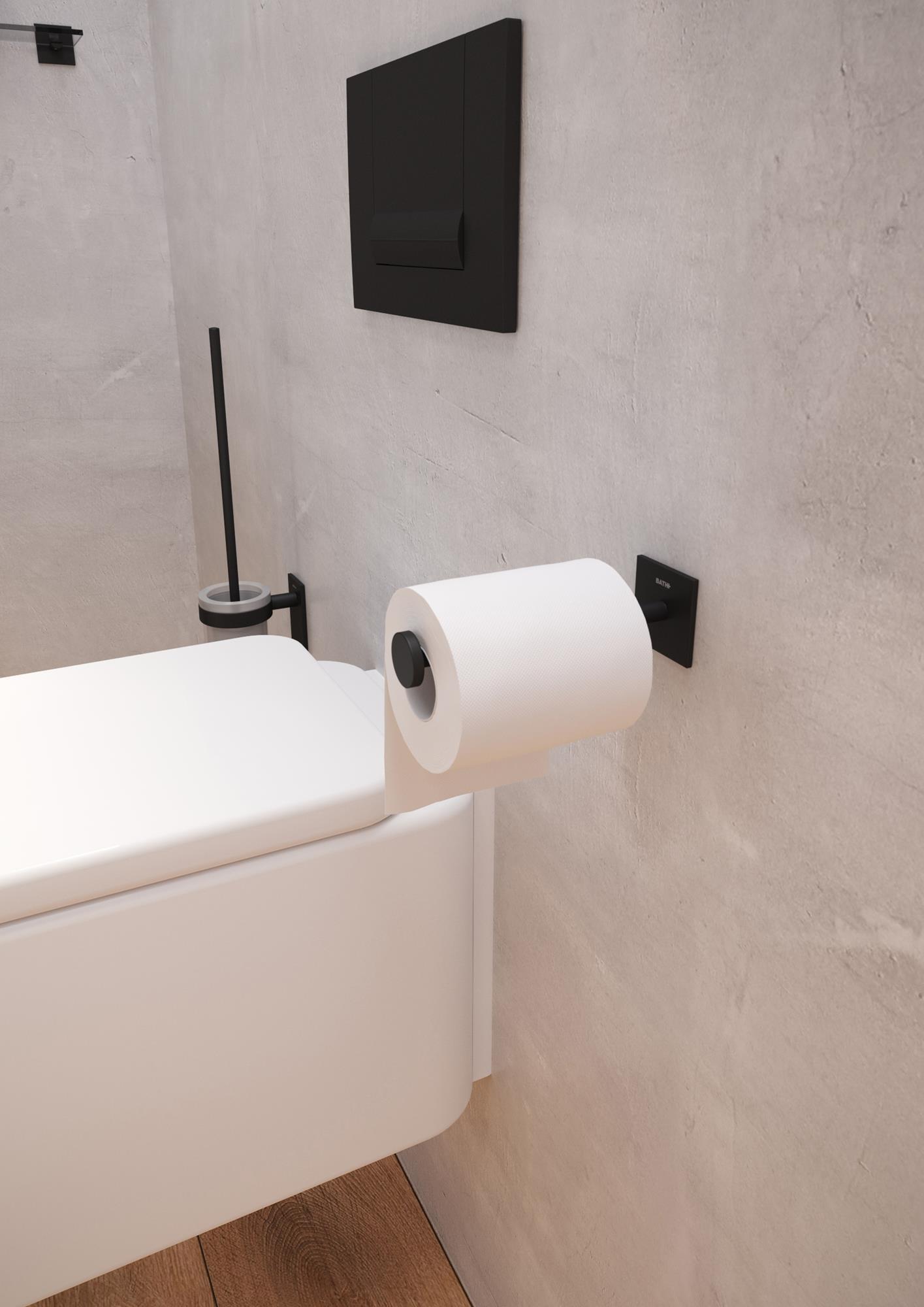 Portarrollos de papel higiénico Stick negro adhesivo - 7