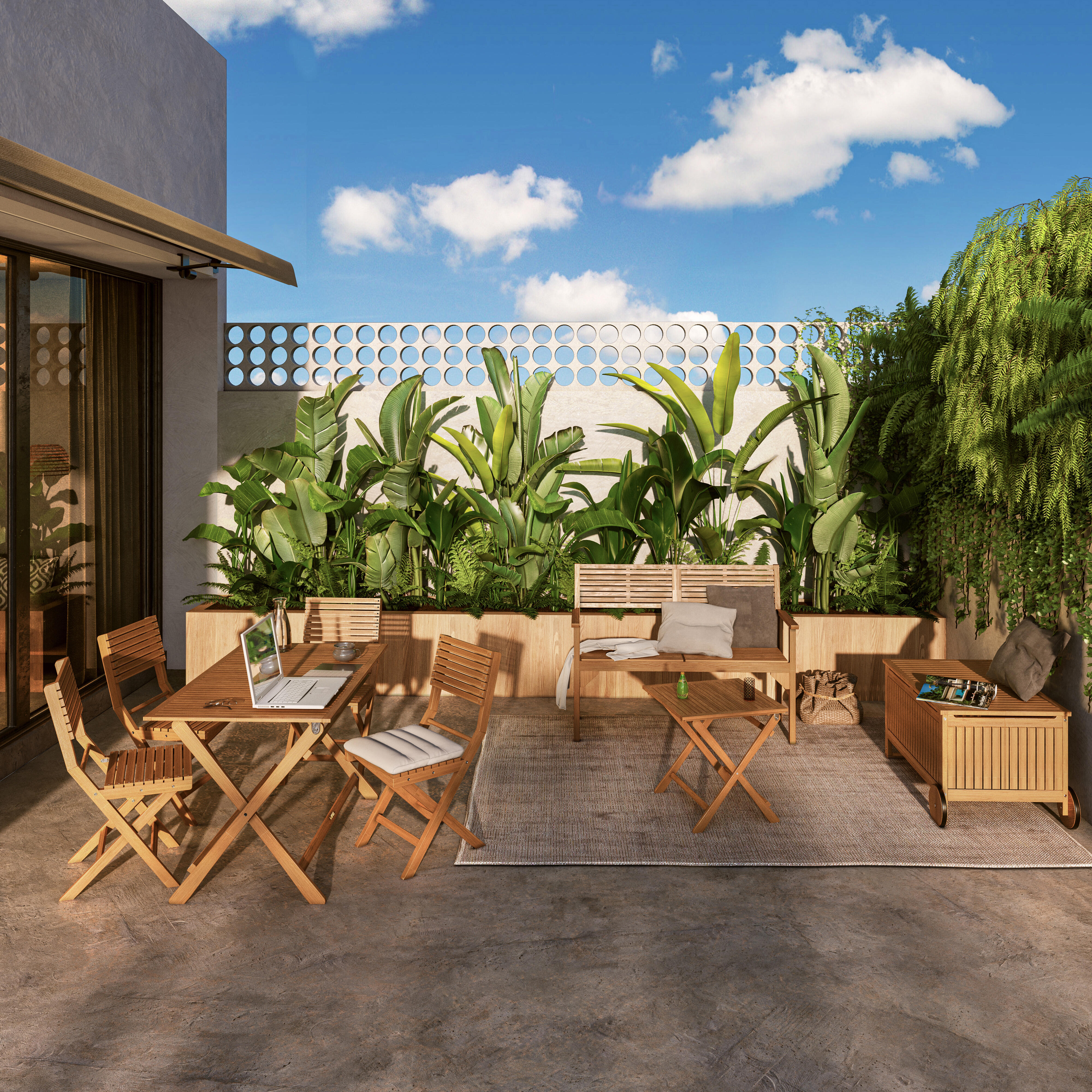 Mesa de madeira NATERIAL SOLIS ORIGAMI 114X70CM ACACIA - 17