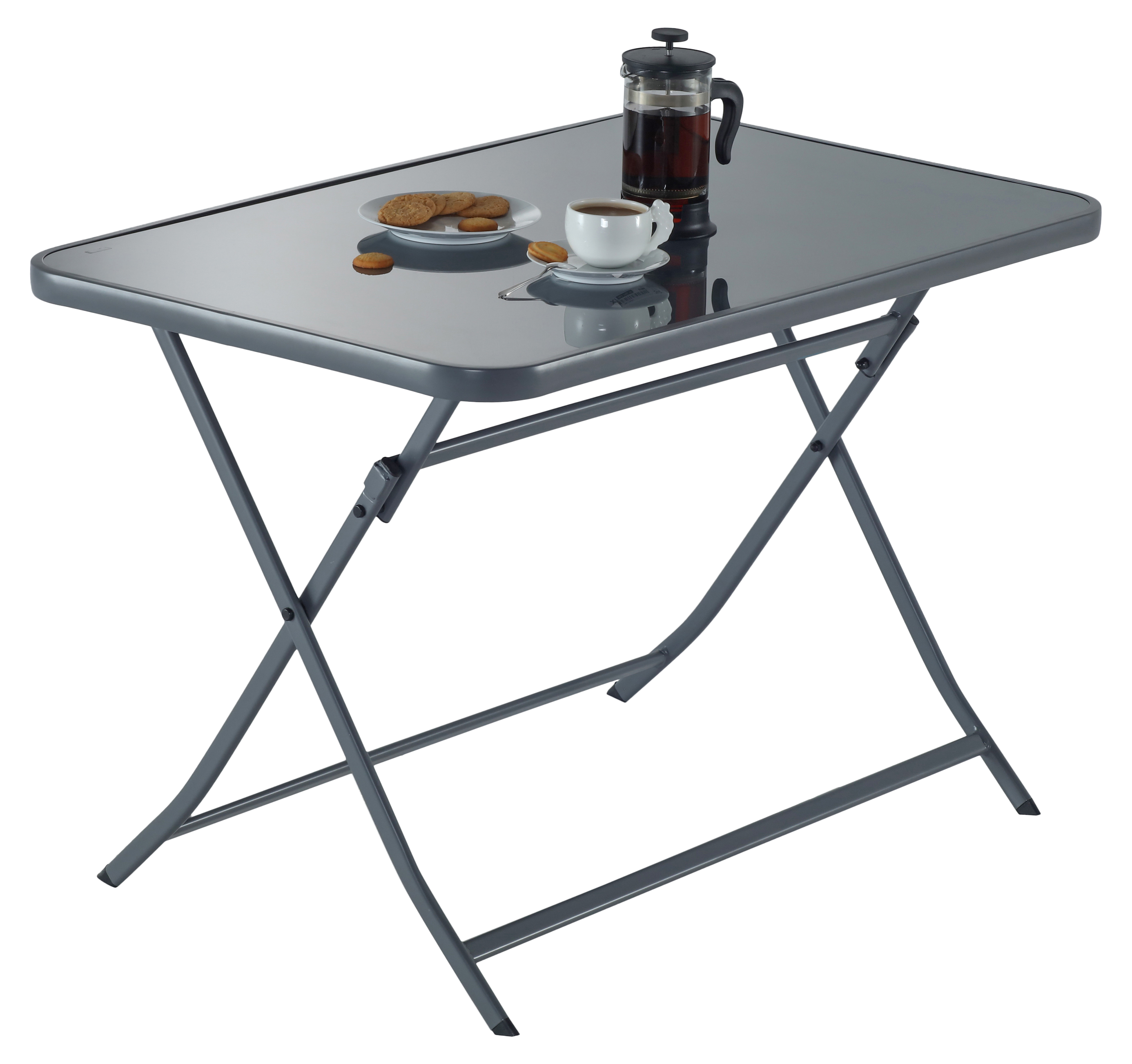 Mesa de jardín plegable de acero Emys gris de 70x110x72 cm - 21