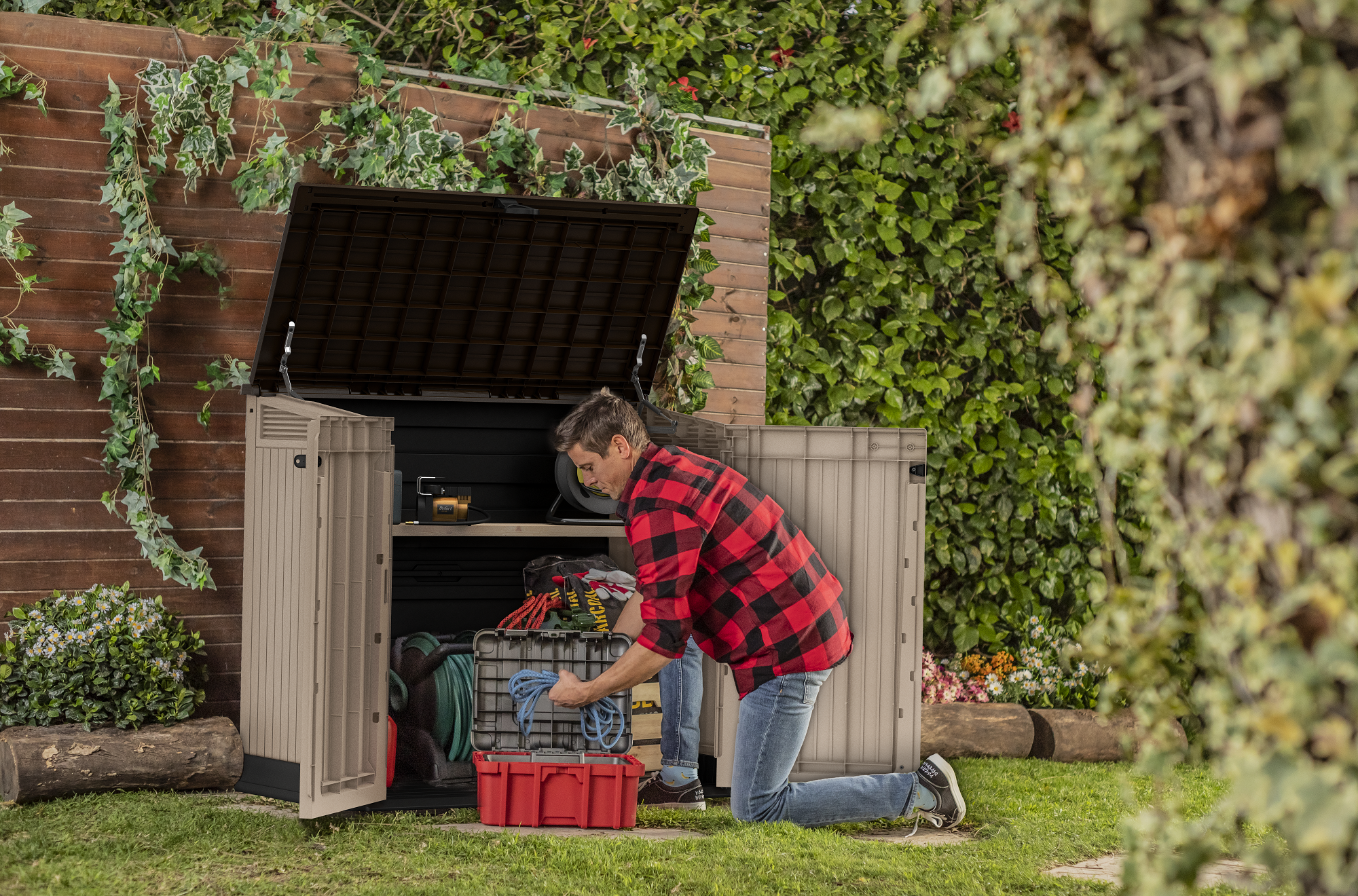 Box portattrezzi in polipropilene KETER STORE IT OUT MIDI L 130 x P 74 x H 110 cm Beige - 3