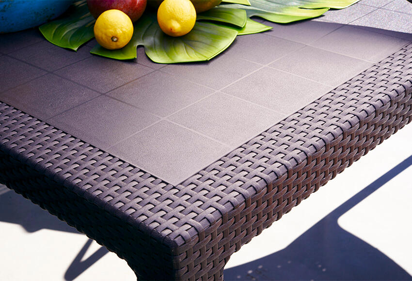 Mesa de jardín de comedor de polipropileno Melody marrón de 160x74.5x94 cm - 4