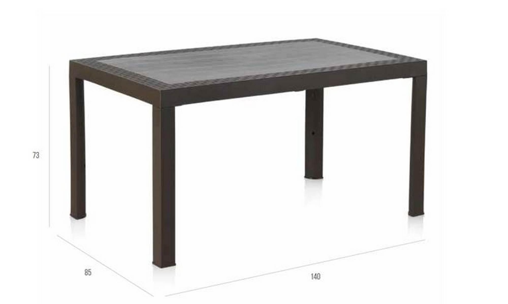 Mesa de jardín de comedor de polipropileno dream marrón de 140x73x85 cm