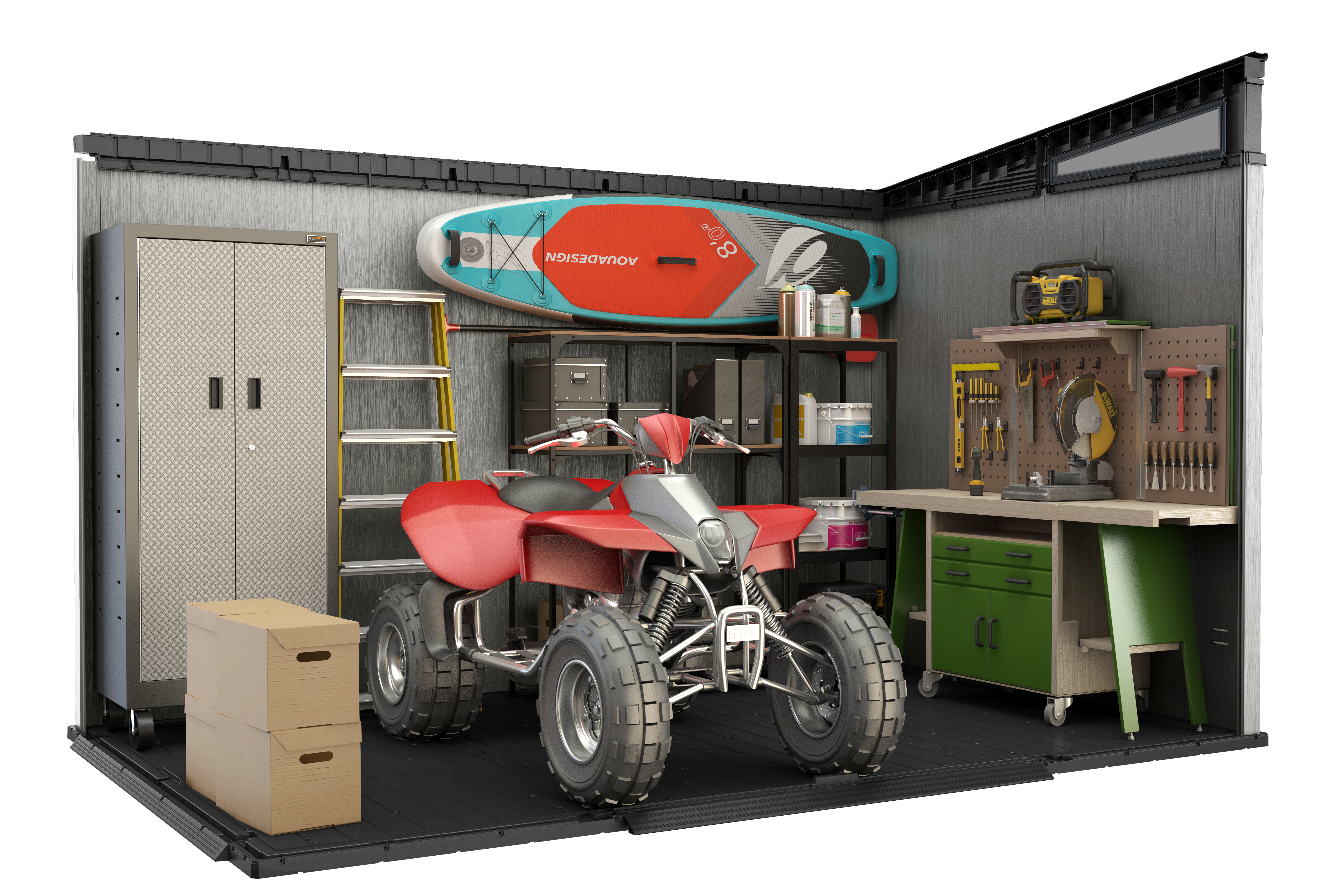 Caseta de resina Artisan de 340x226x218 cm y 7.4 m2 con 20 mm espesor y doble puerta abatible KETER - 4