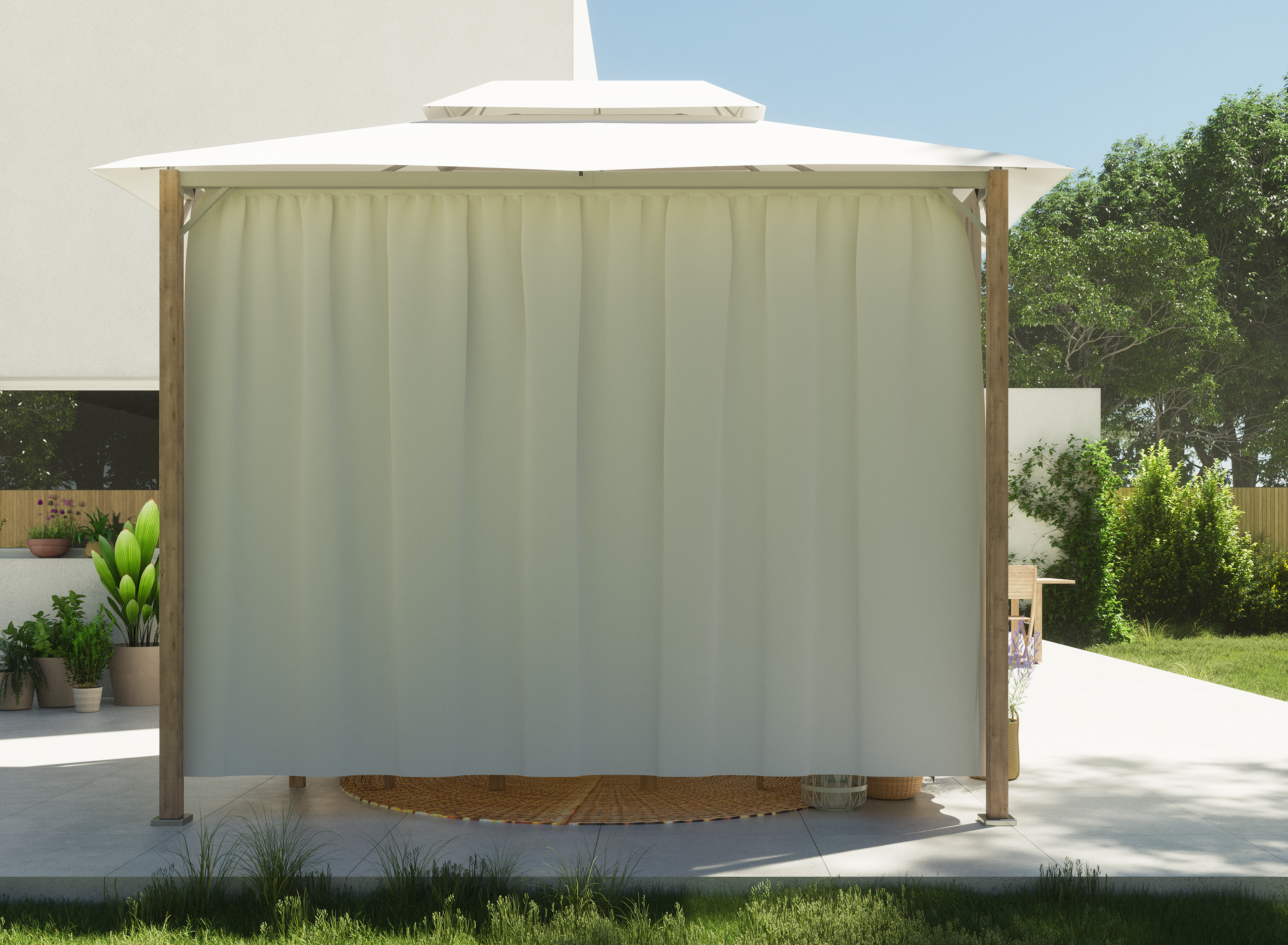 Gazebo 370x270 cm in alluminio naturale, copertura bianca - Agora NATERIAL - 6