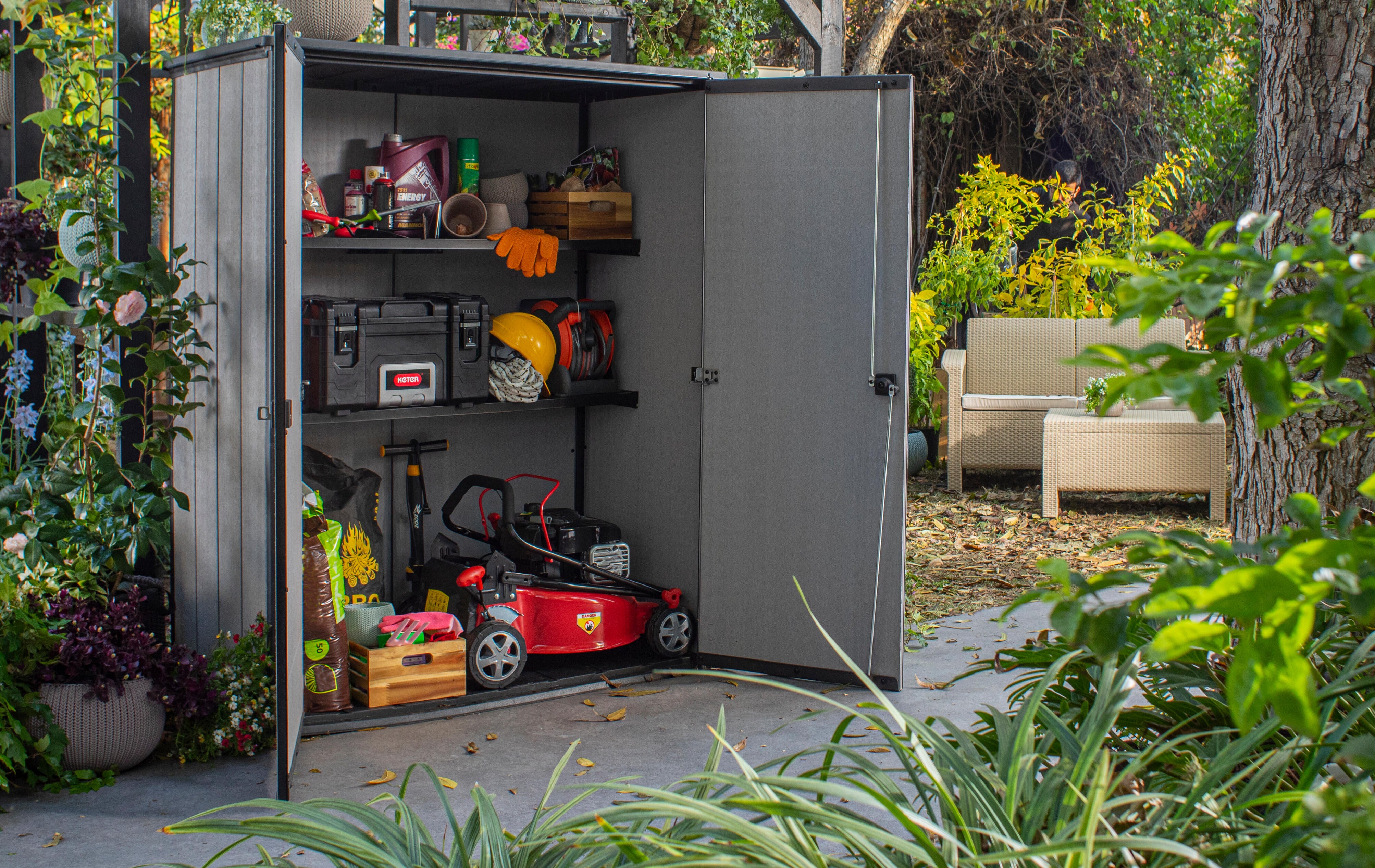 Box portattrezzi in polipropilene KETER HIGH STORE + L 140 x P 73.6 x H 170.4 cm GRIGIO - 5