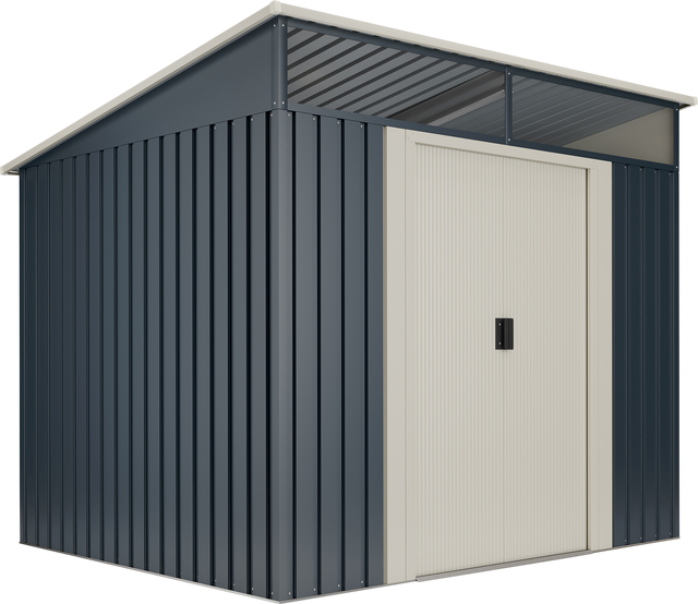 Caseta de acero GANSEN II de 238x203x193 cm y 4.6 m2 con 0.25 mm espesor y doble puerta corredera HOGGAR