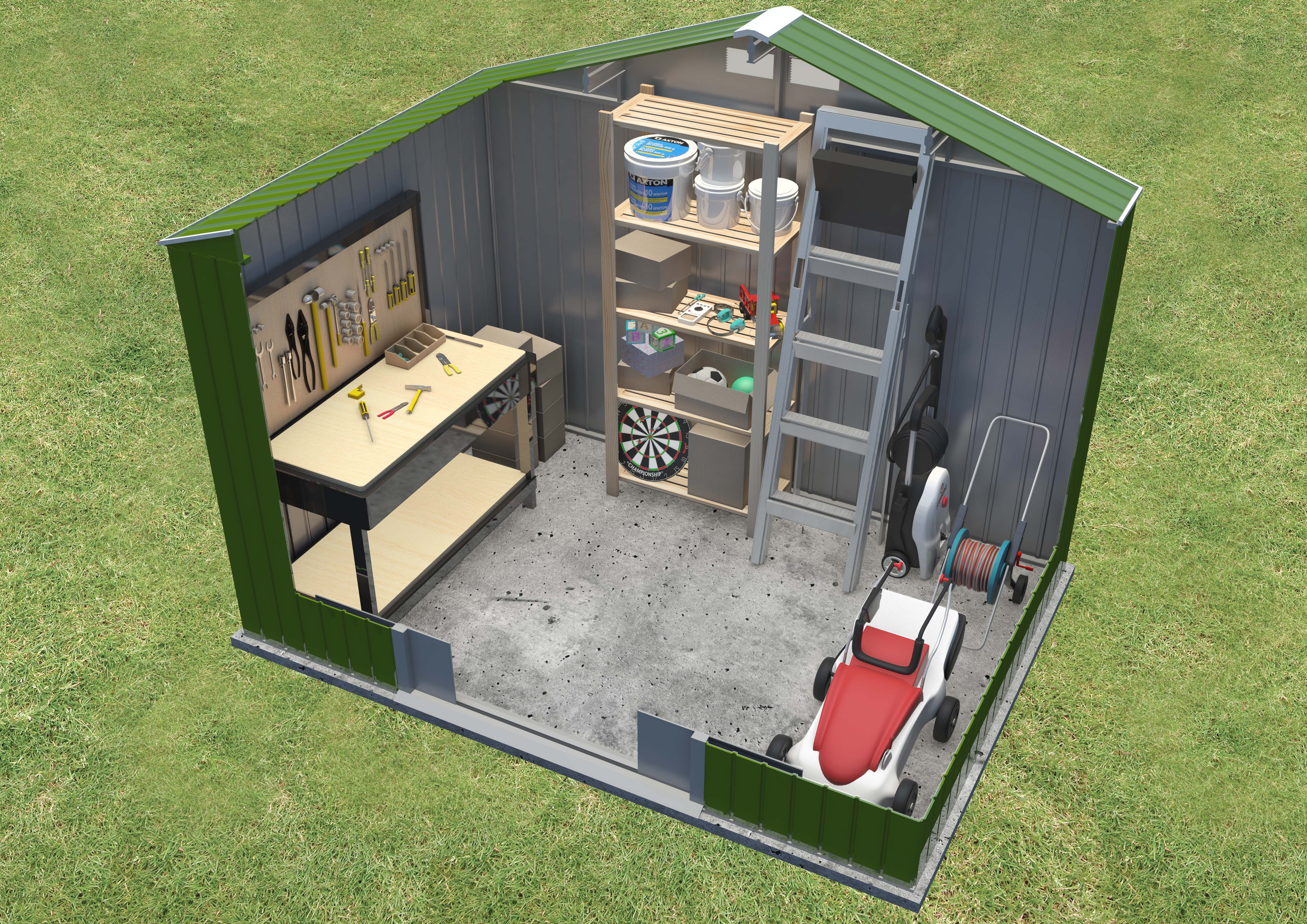 Caseta de metal Gavle de 261x198x181 cm y 4.72 m2 con 0.25 mm espesor y doble puerta corredera HOGGAR - 9