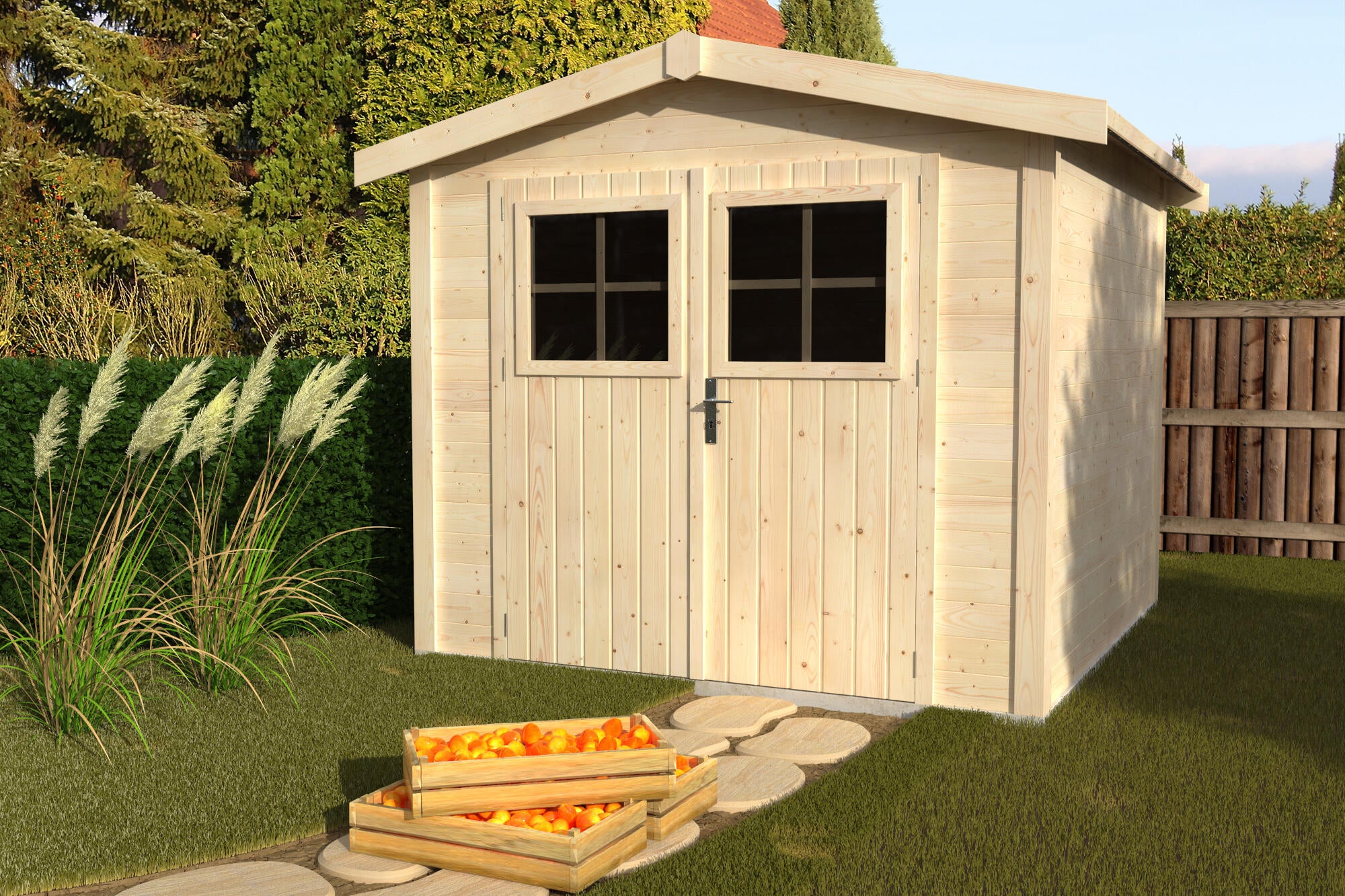 Caseta de madera Mano de 263.2x212x249.5 cm y 5.36 m2 con 19 mm espesor y doble puerta abatible DECOR ET JARDIN - 2