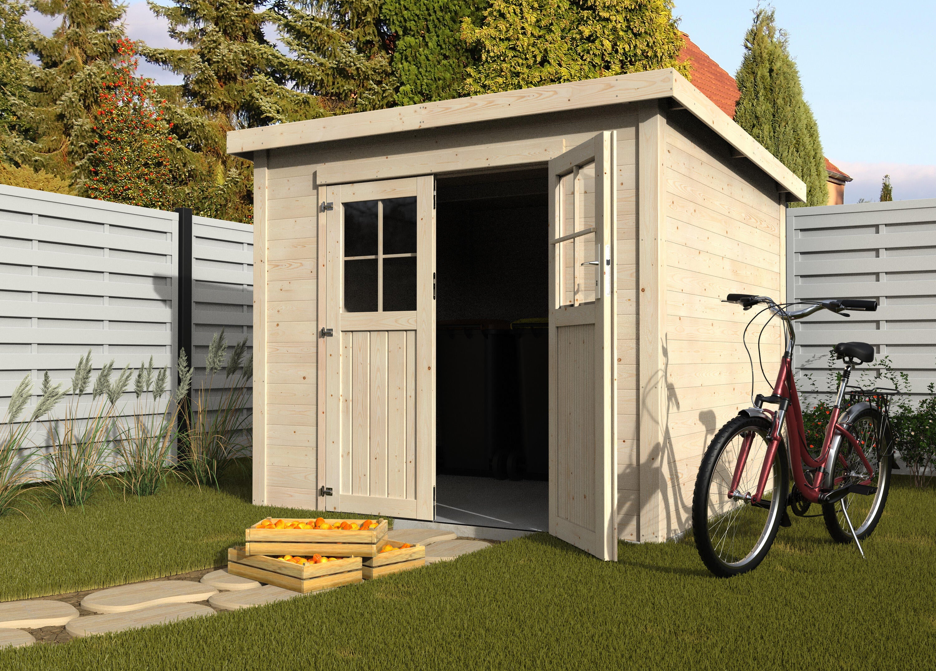 Caseta de madera Favil de 250x202x253 cm y 6.35 m2 con 19 mm espesor y doble puerta abatible DECOR ET JARDIN - 3