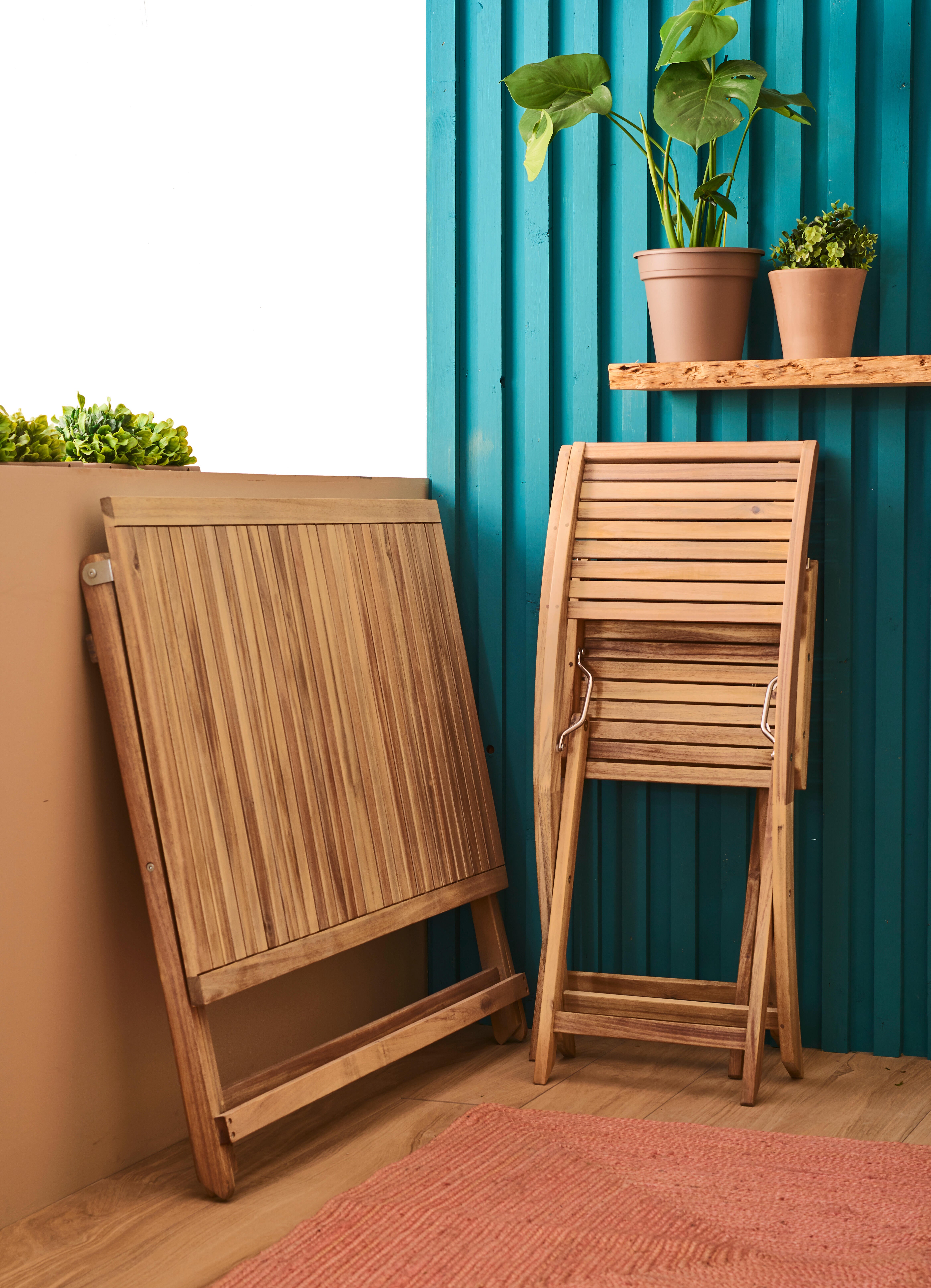 Sedia da giardino pieghevole in acacia Solaris NATERIAL, seduta in acacia beige - 6