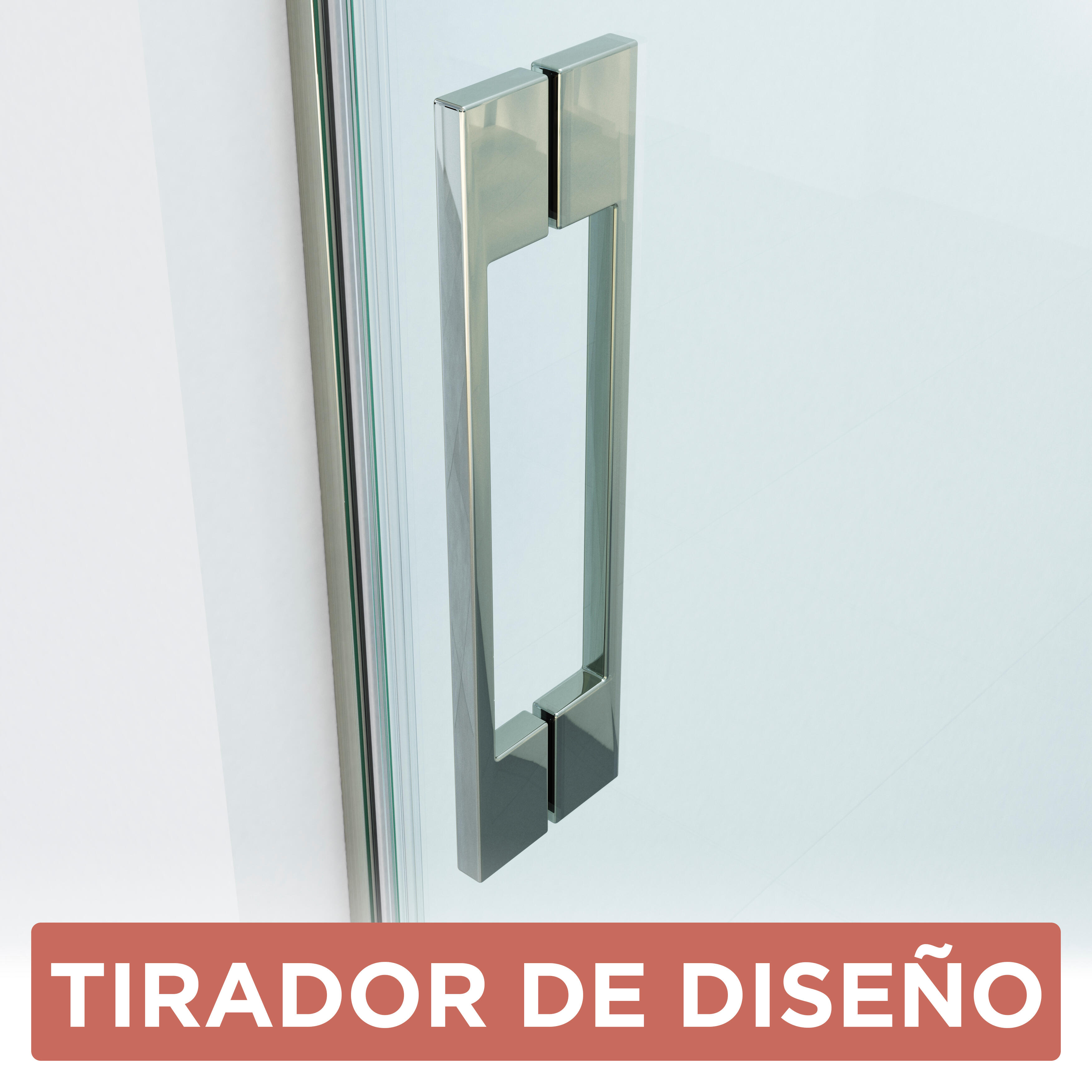 Mampara de ducha frontal corredera serigrafiada y panel fijo lateral Tala Perfil aluminio cromo. Ancho adaptable (130.1-140)+70 x200 cm. Cristal templado de seguridad serigrafiado. Tratamiento antical y cierre magnético Glassinox - 3