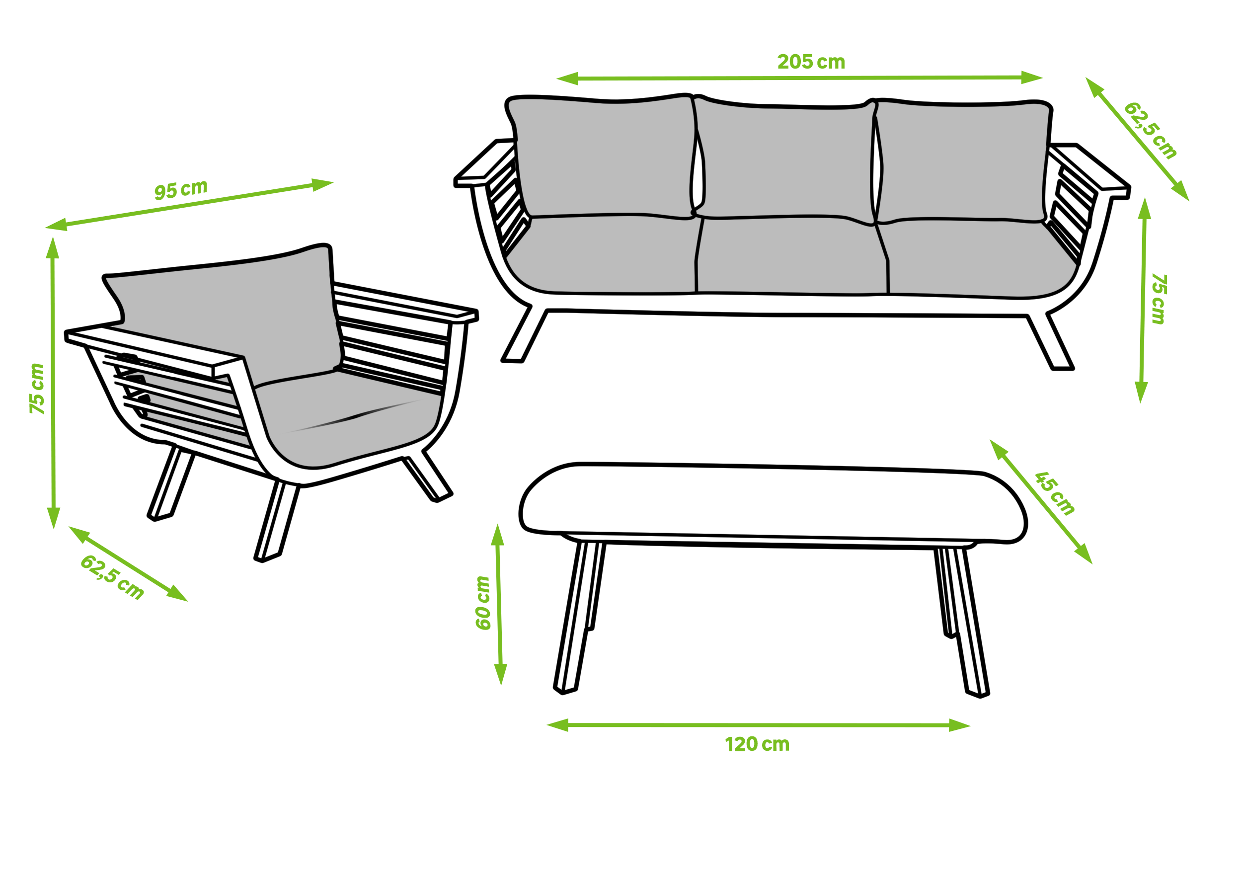 Set de porche de aluminio y madera NATERIAL Neckar 5 personas - 21