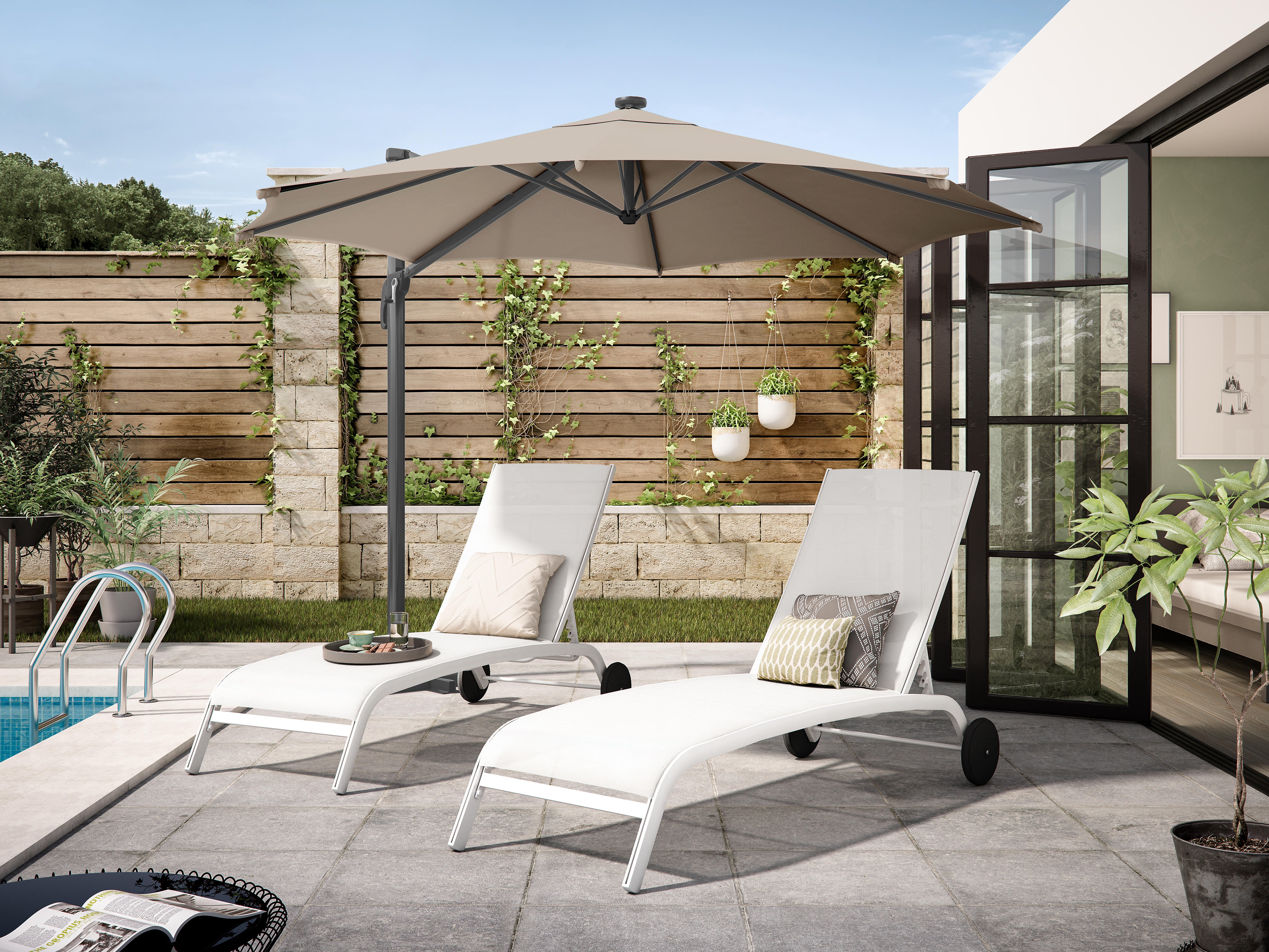 Chapéu de sol NATERIAL AVEA LED TOSTADO D290CM - 3