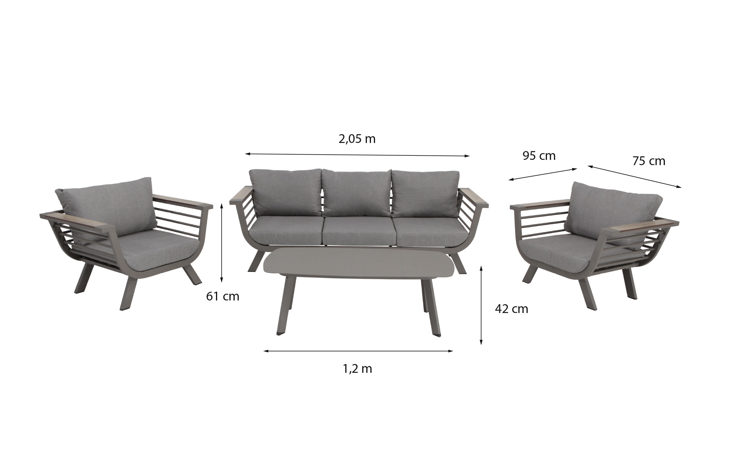 Set de porche de aluminio y madera NATERIAL Neckar 5 personas - 3