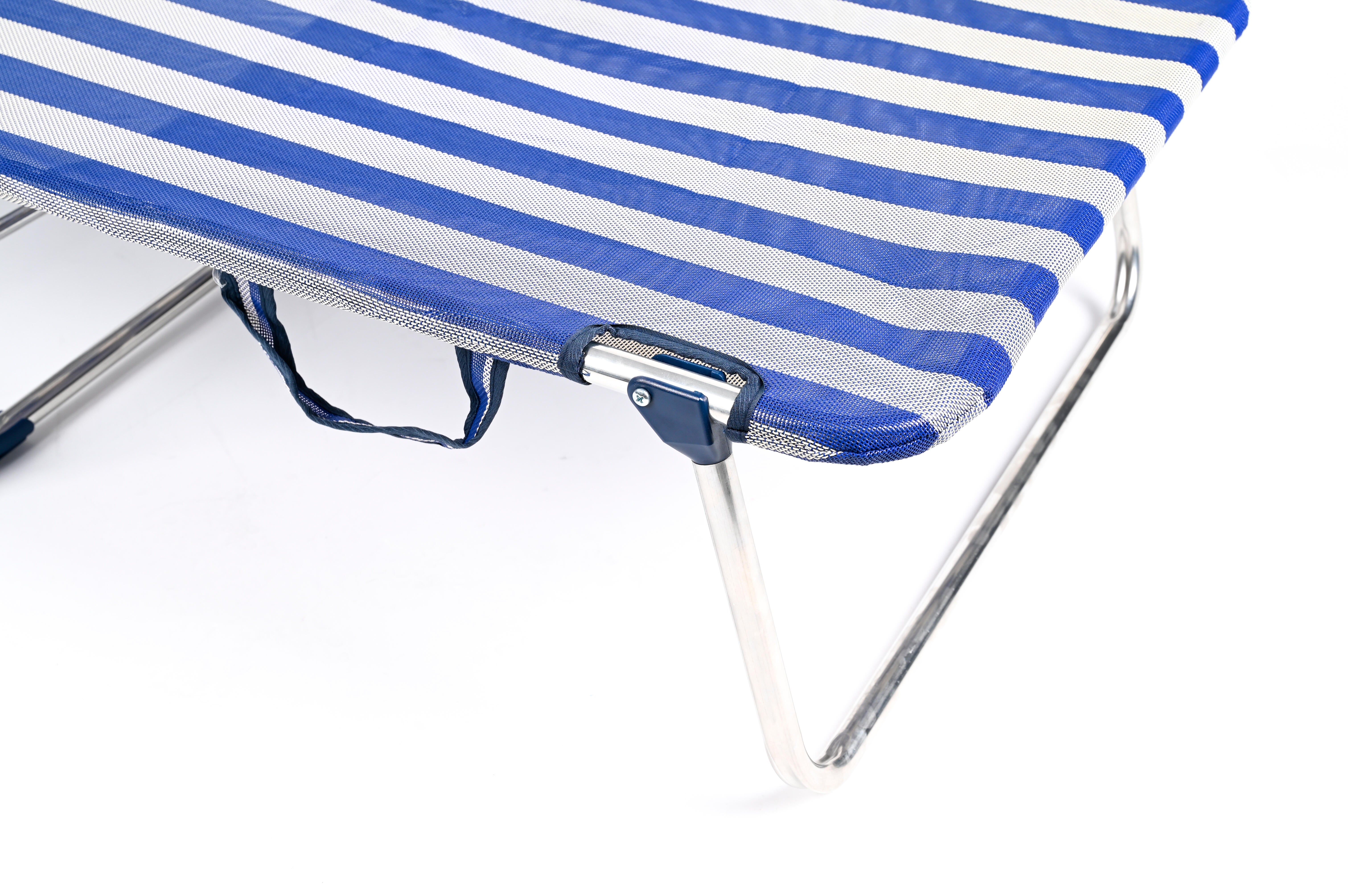 Tumbona de playa plegable de aluminio azul 67x30x191 cm - 9
