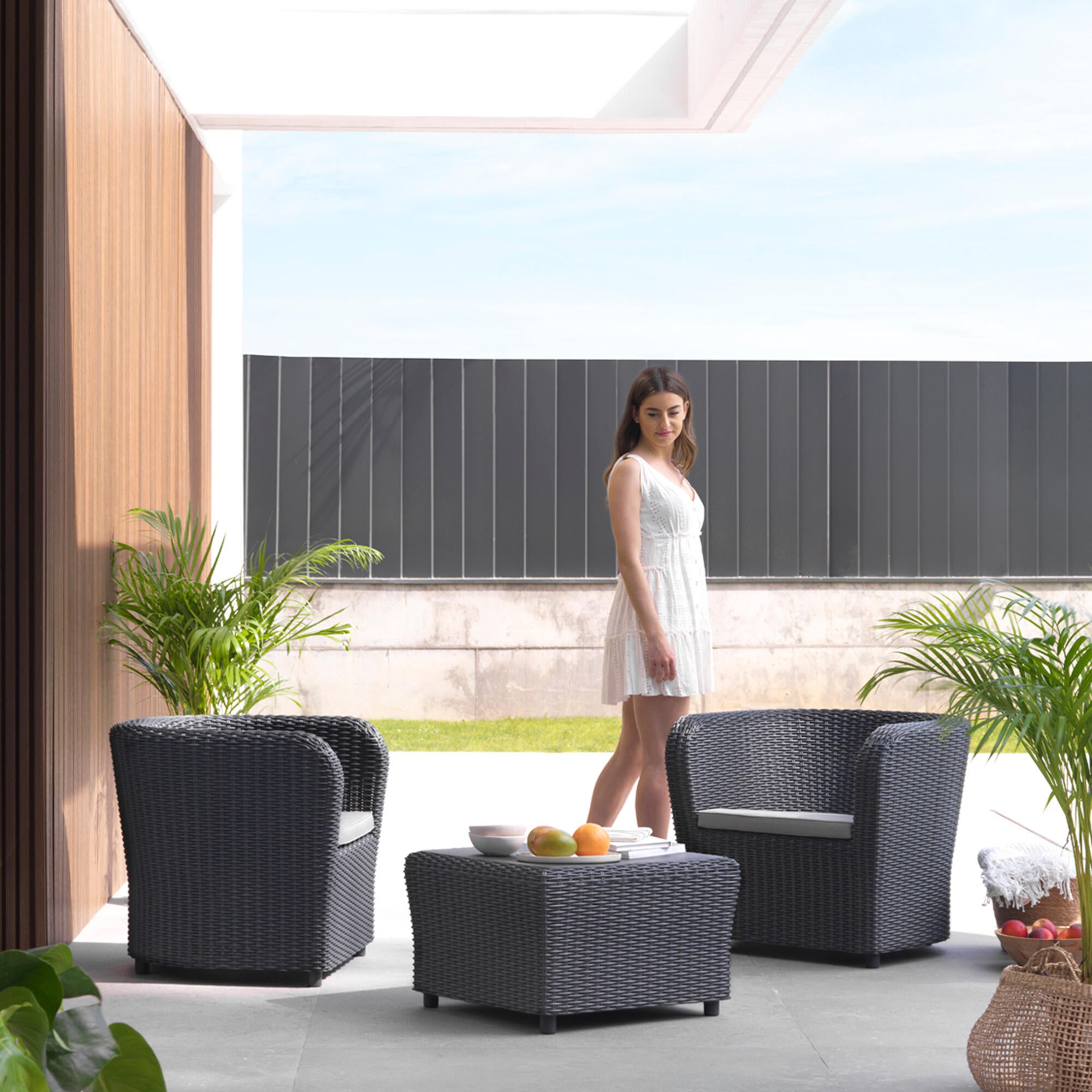 Set de muebles para balcón nova antracita para 2 personas