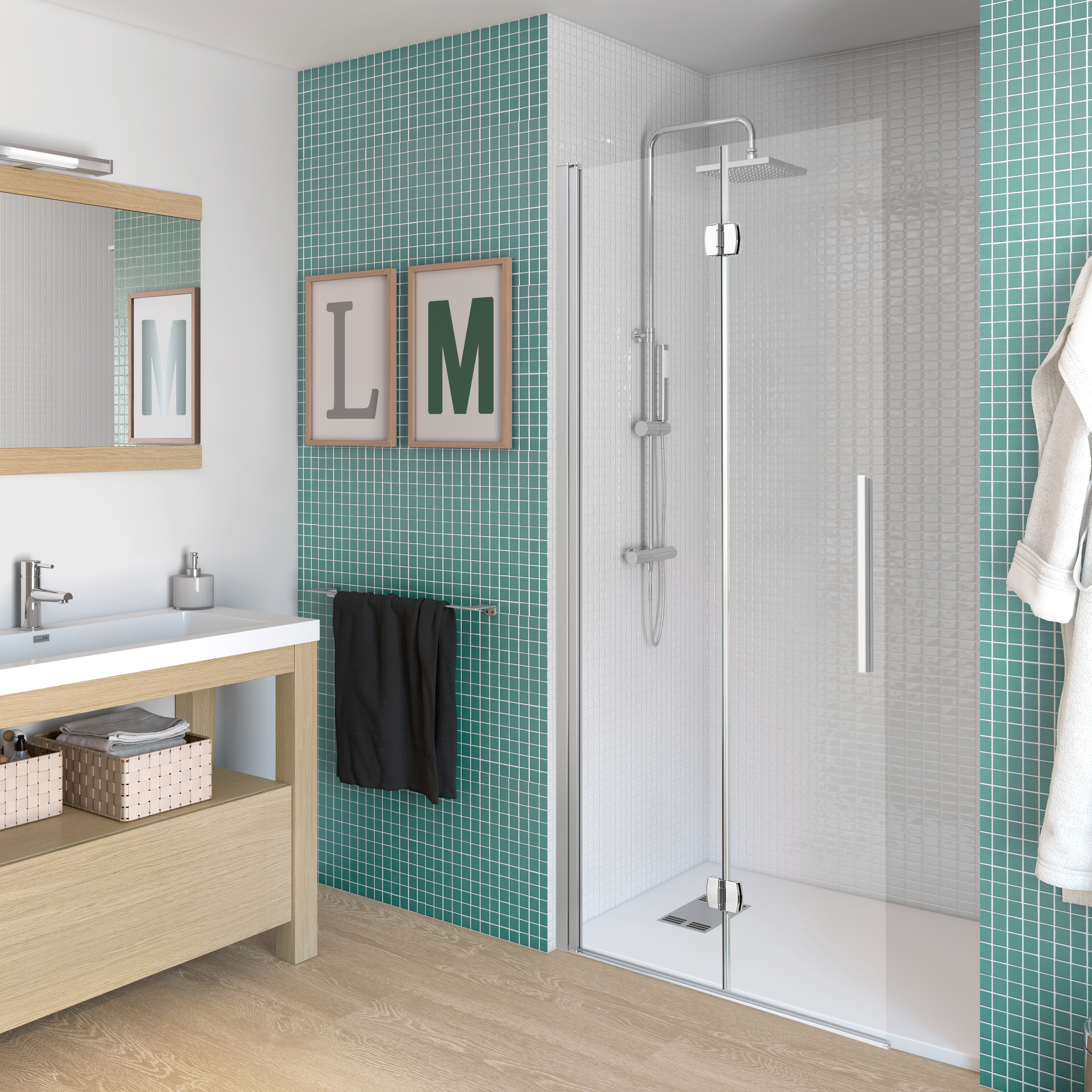 Mampara de ducha frontal plegable transparente cool perfil cromo (68-70)x200 cm