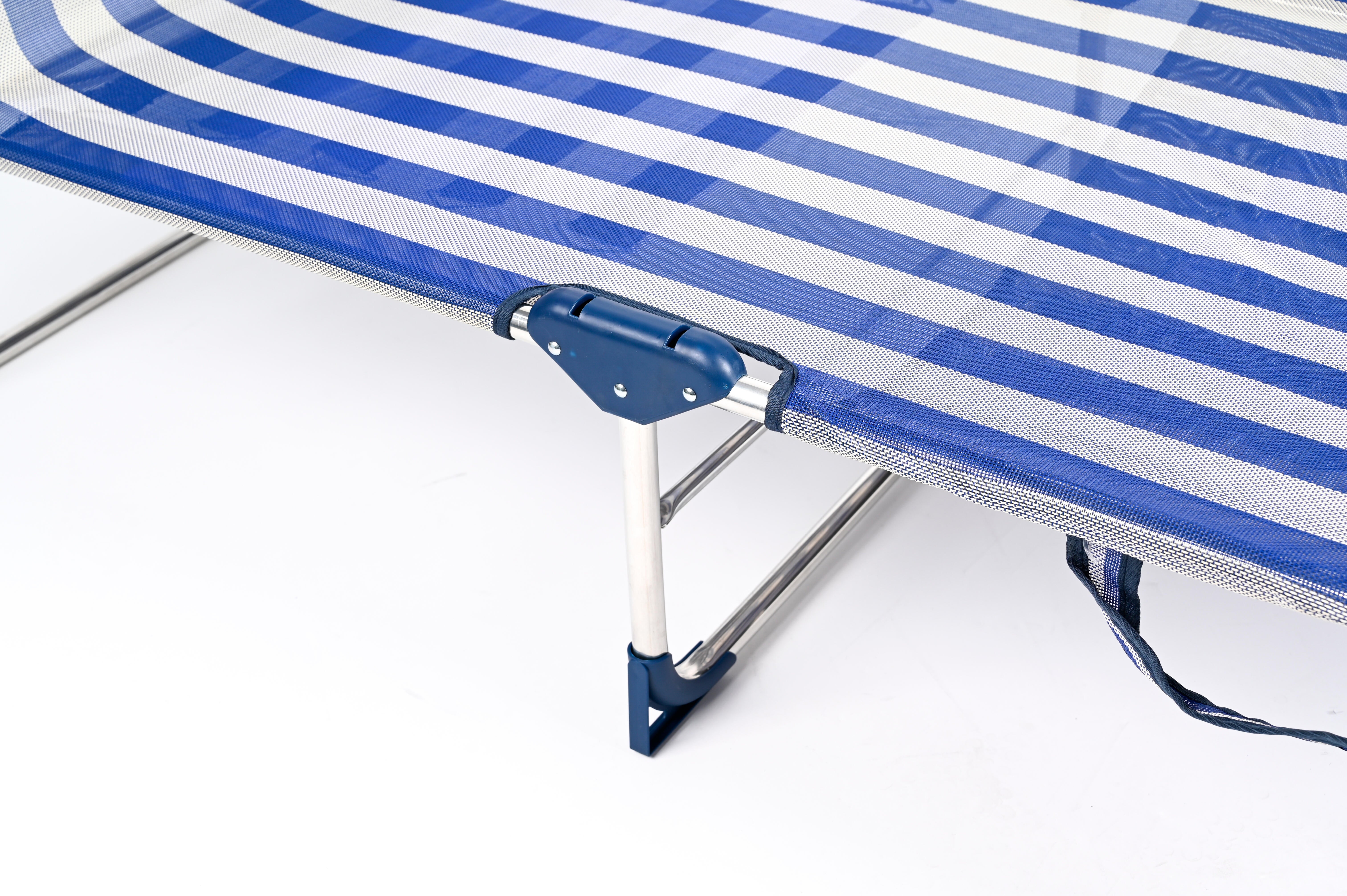Tumbona de playa plegable de aluminio azul 67x30x191 cm - 8