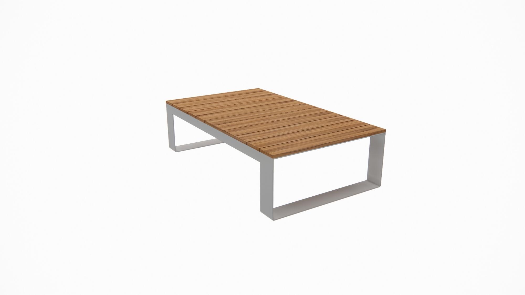 Mesa de jardín aluminio y teca surrey blanco de 140x32x80 cm