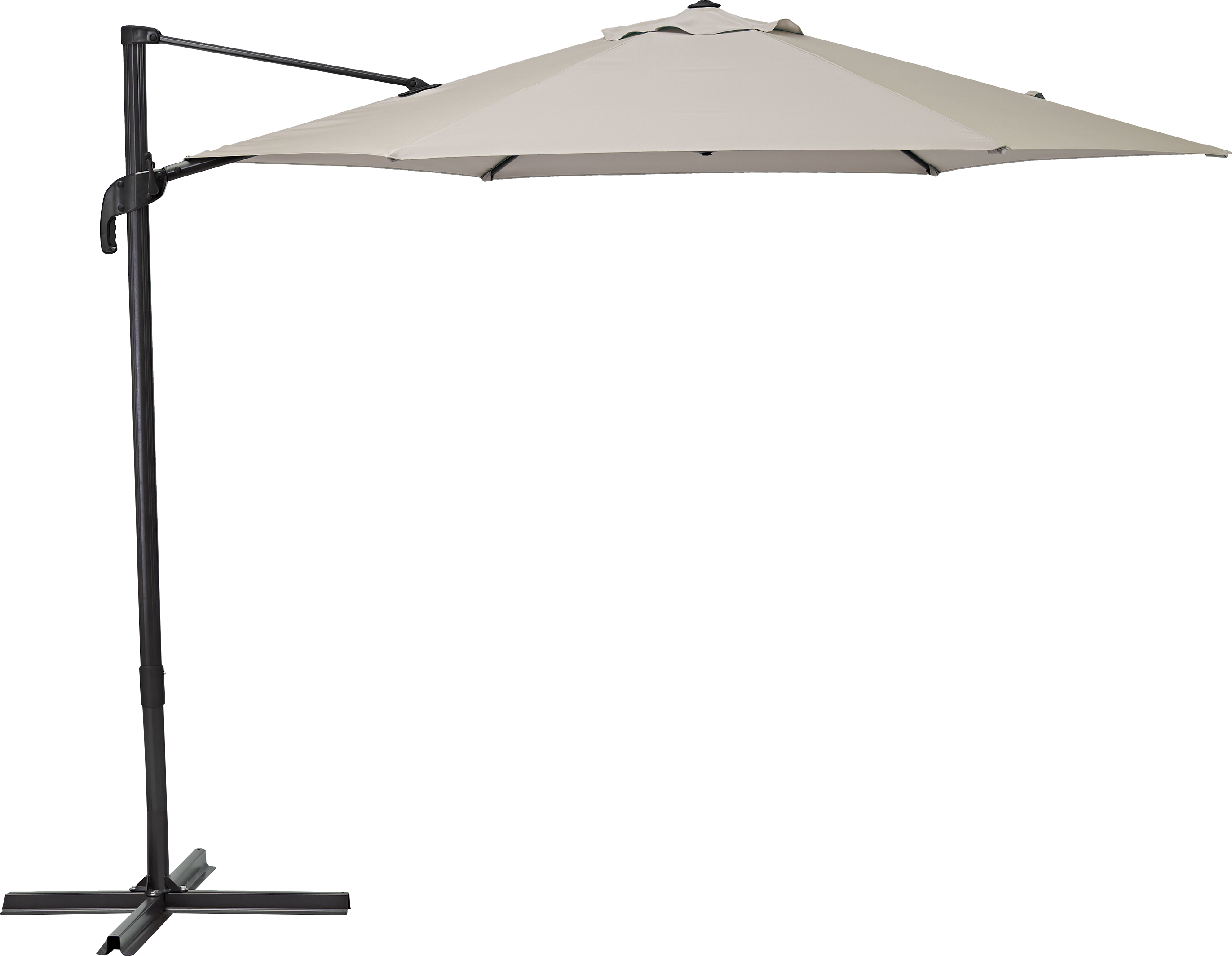 Parasol hexagonal de aluminio / acero naterial avea marrón ø 289 cm + 4 pies de parasol gomo cuadrado de cemento de 26 kg