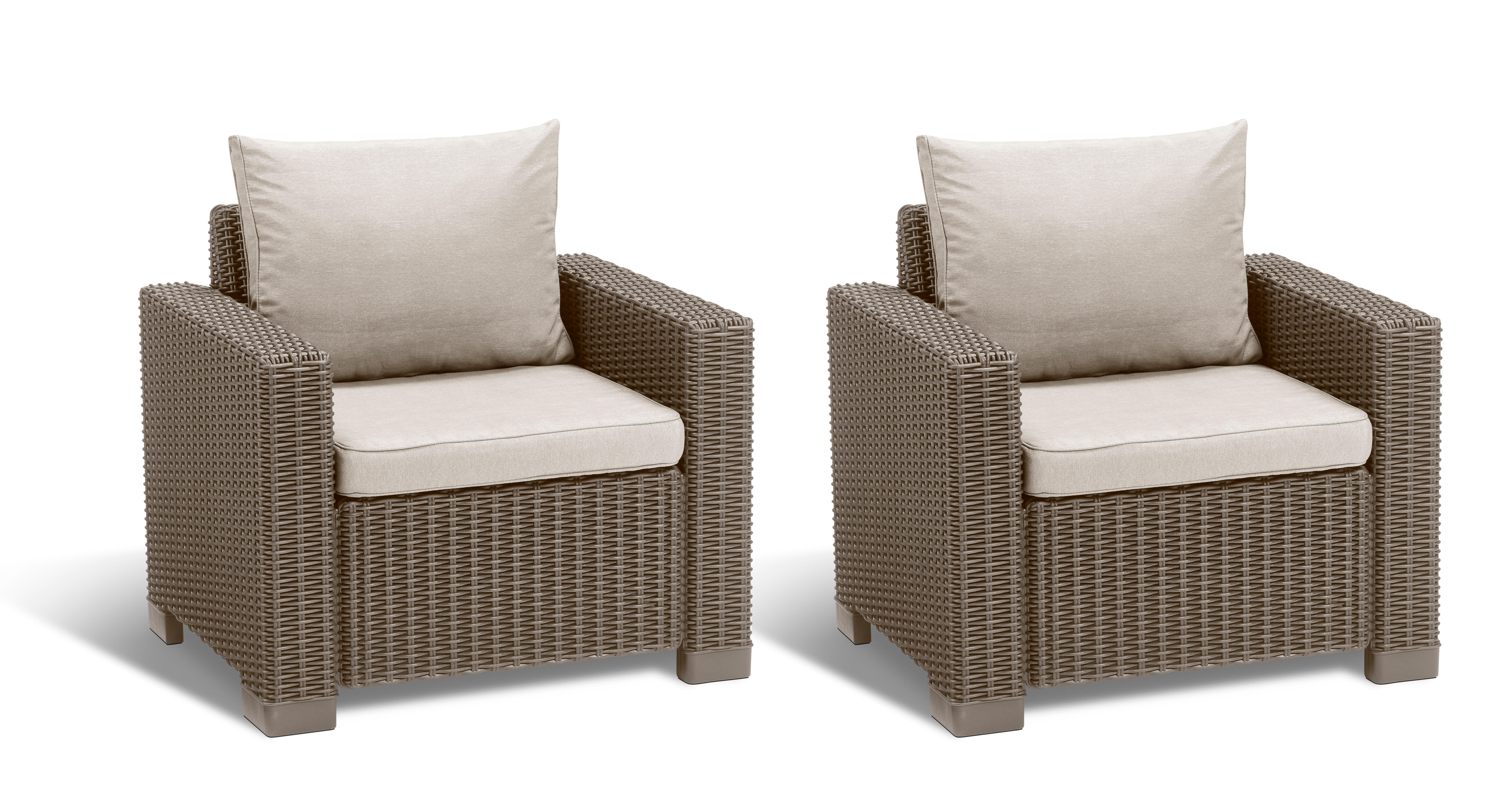 Set 2 sillones de jardín california de resina trenzada