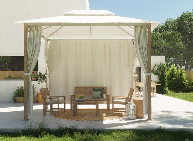 Gazebo 3 x 4 m in alluminio naturale, copertura bianca - Agora NATERIAL