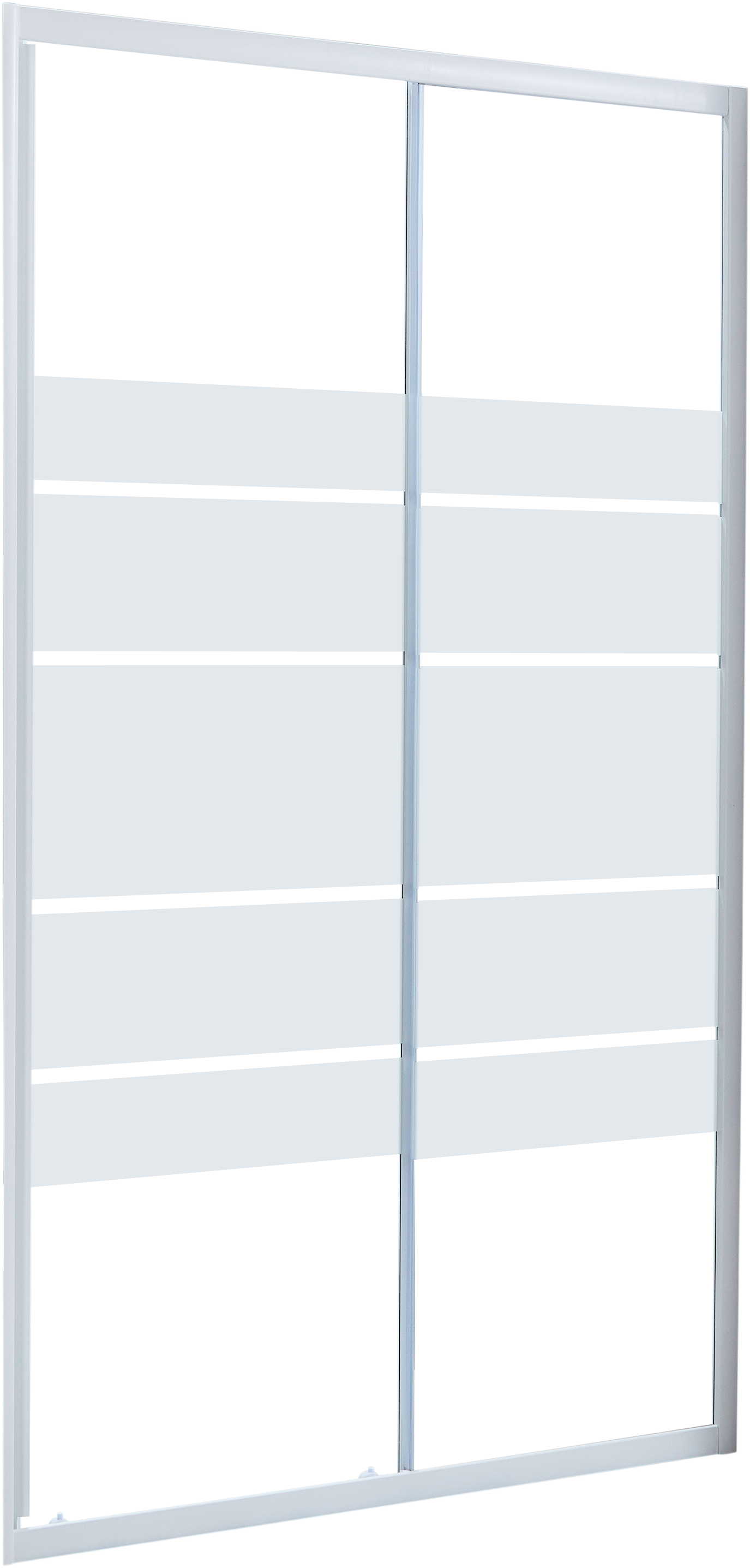 Mampara de ducha corredera 1 hoja fija + 1 puerta corredera Essential. Perfil aluminio blanco. Ancho adaptable (117-120)x185 cm cristal templado de seguridad serigrafiado 4 mm. Cierre magnético con guía inferior Sensea - 9
