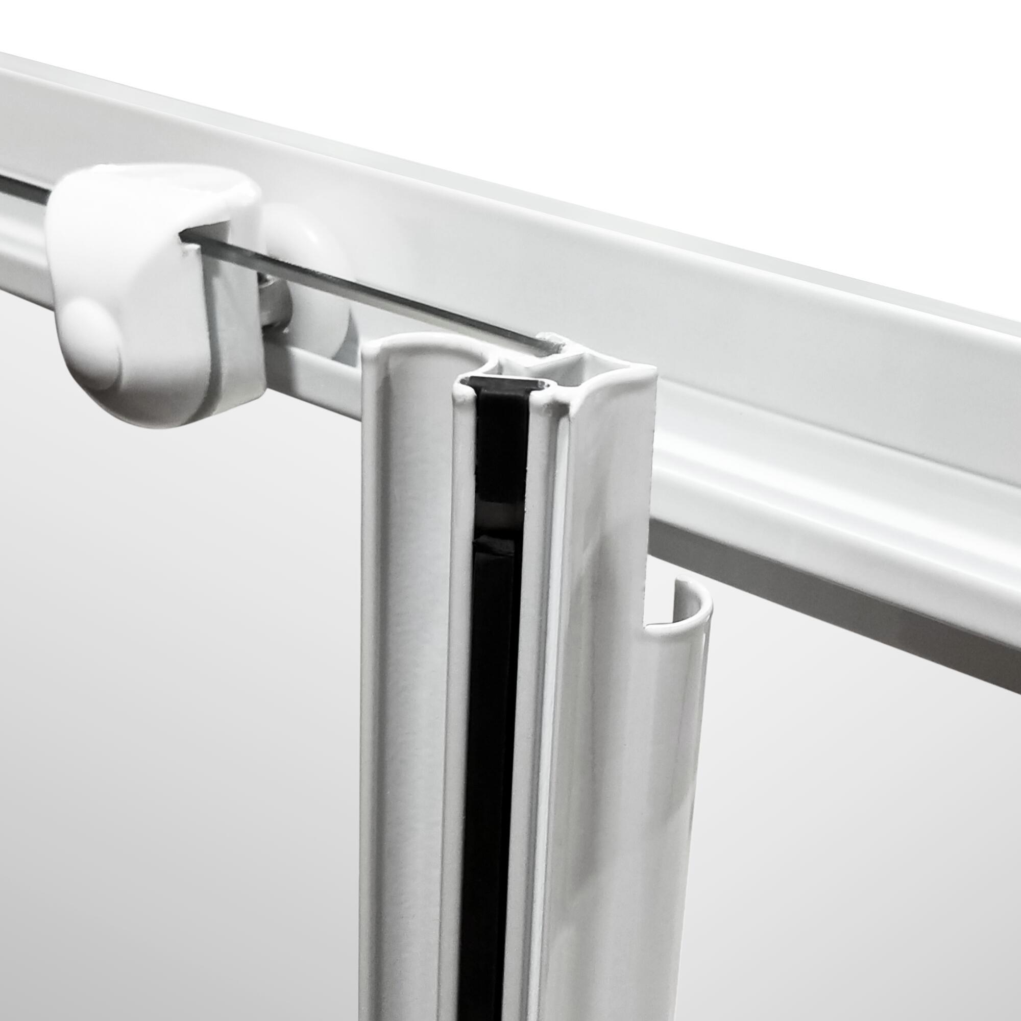 Mampara de ducha frontal 1 hoja fija + 1 puerta corredera Essential. Perfil aluminio blanco. Ancho adaptable (137-140)x185 cm cristal templado de seguridad serigrafiado 4 mm. Cierre magnético con guía inferior Sensea - 12