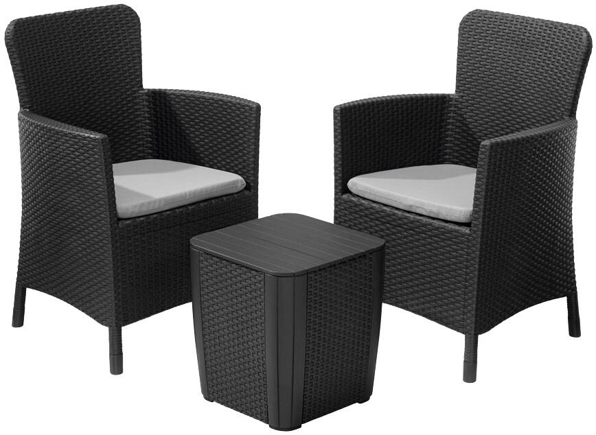 Salotto da giardino per 2 persone antracite Iowa KETER con cuscini in poliestere grigio - 5