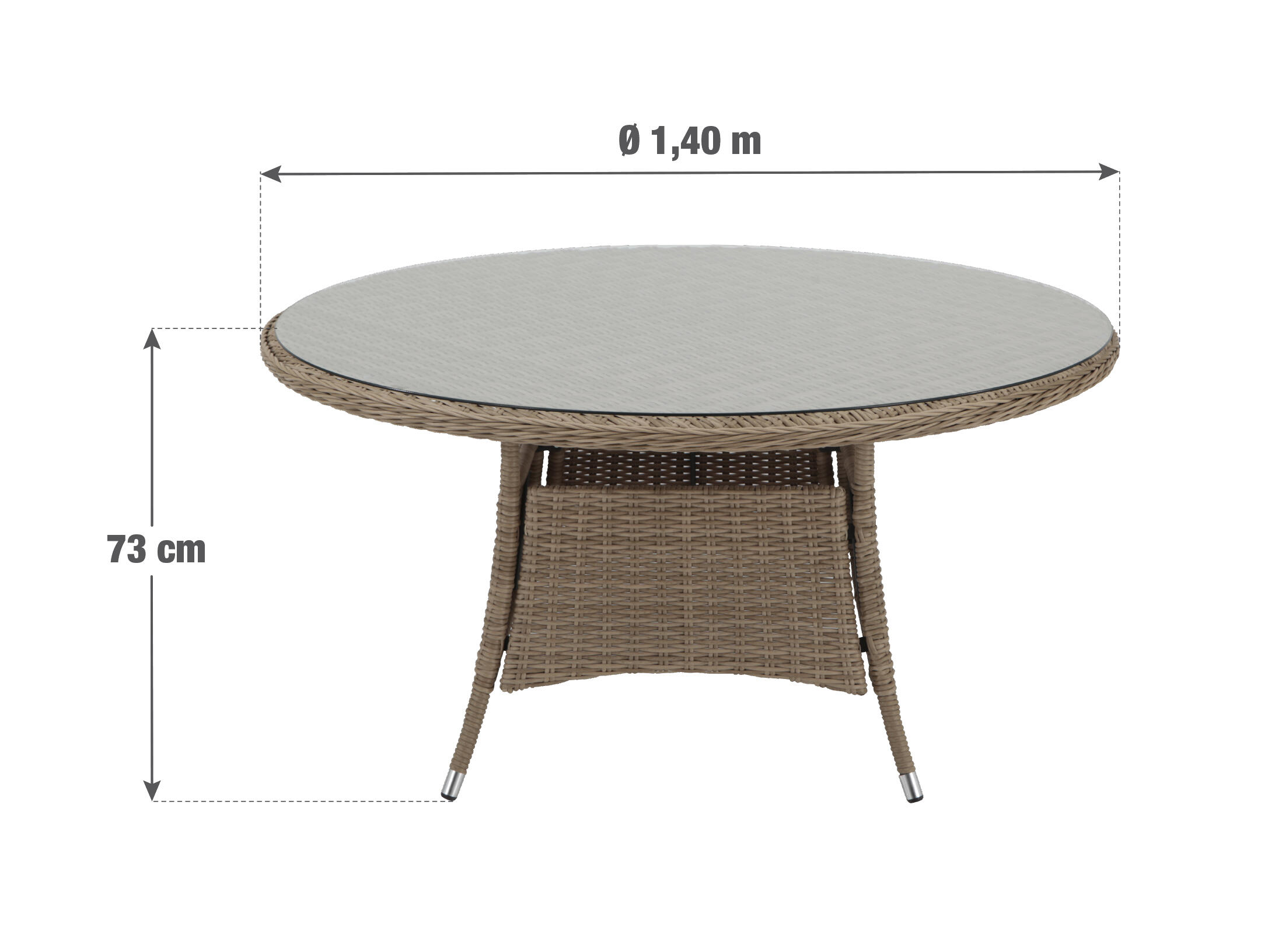 Tavolo da pranzo per giardino Costa Rica NATERIAL in alluminio con piano in vetro traslucido per 6 persone 140x140cm - 4