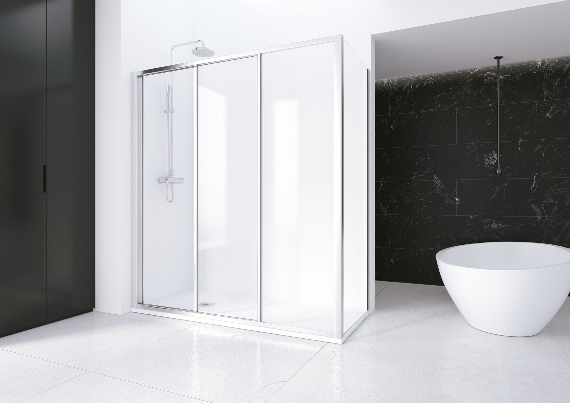Mampara lateral fijo transparente decco perfil cromo 80x195 cm 3mm