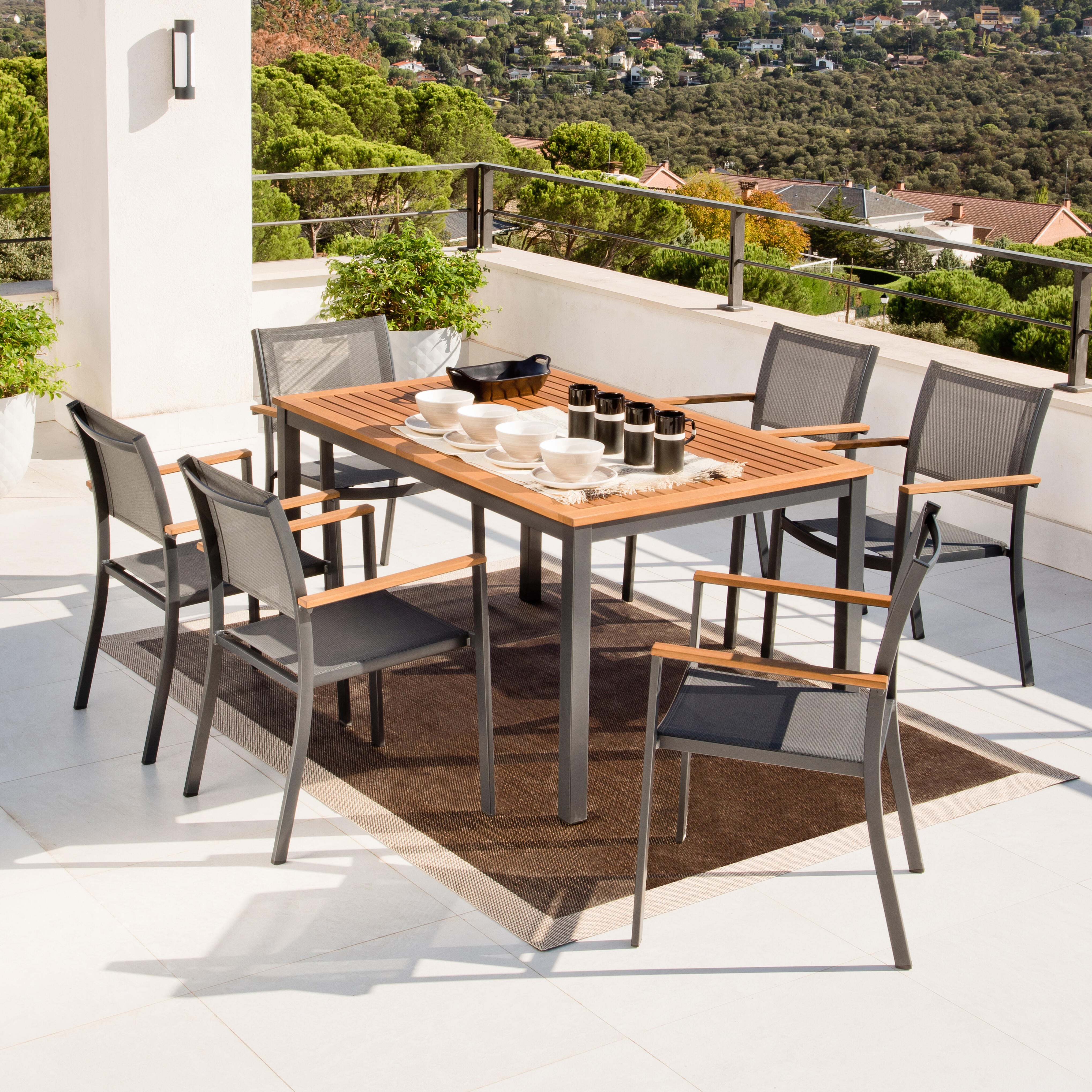 Mesa de jardín de madera Oris de 89x74.6x150 cm - 14