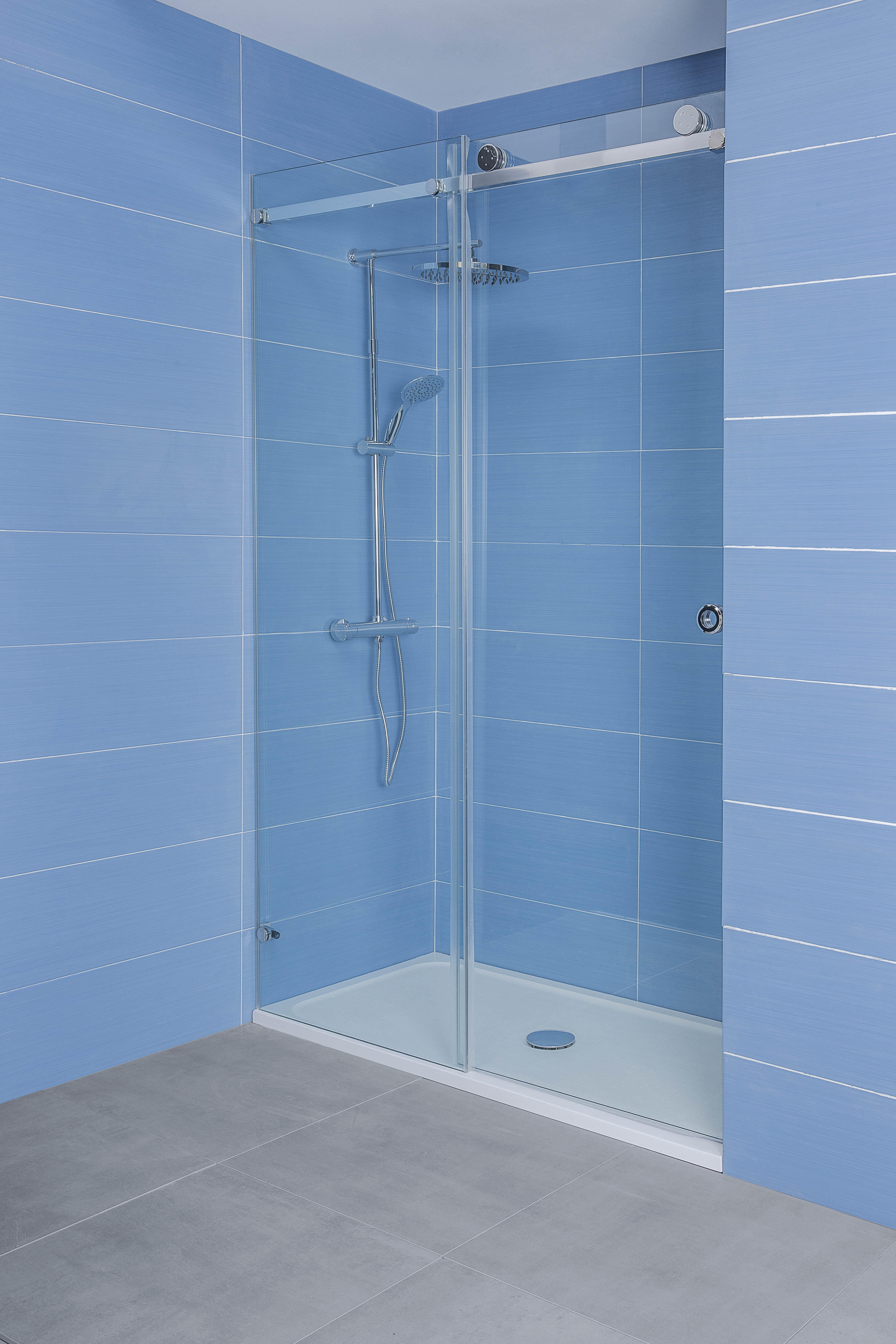 Mampara de ducha frontal corredera transparente factory perfil cromo (135-140)x215 cm