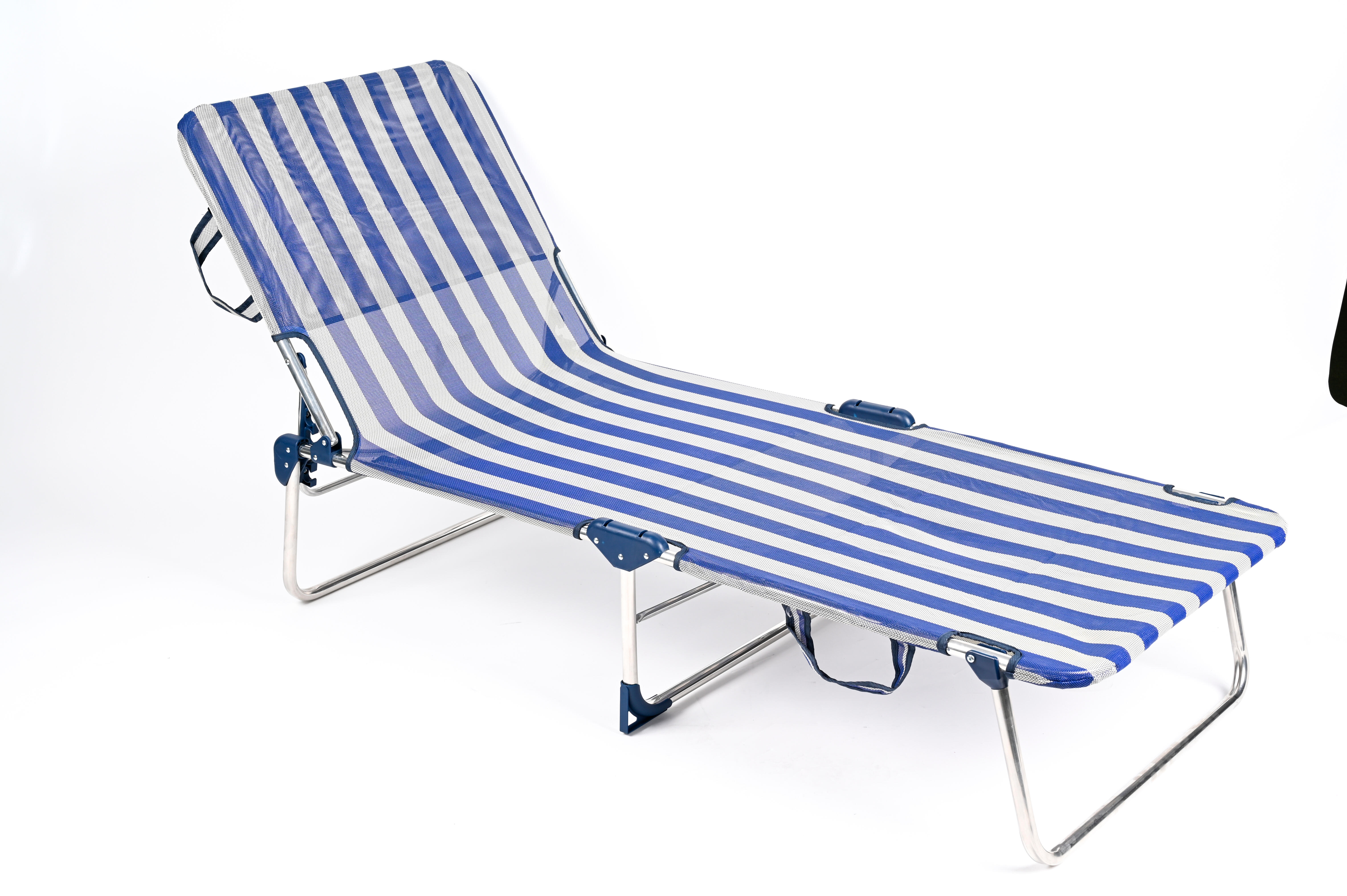 Tumbona de playa plegable de aluminio azul 67x30x191 cm - 5