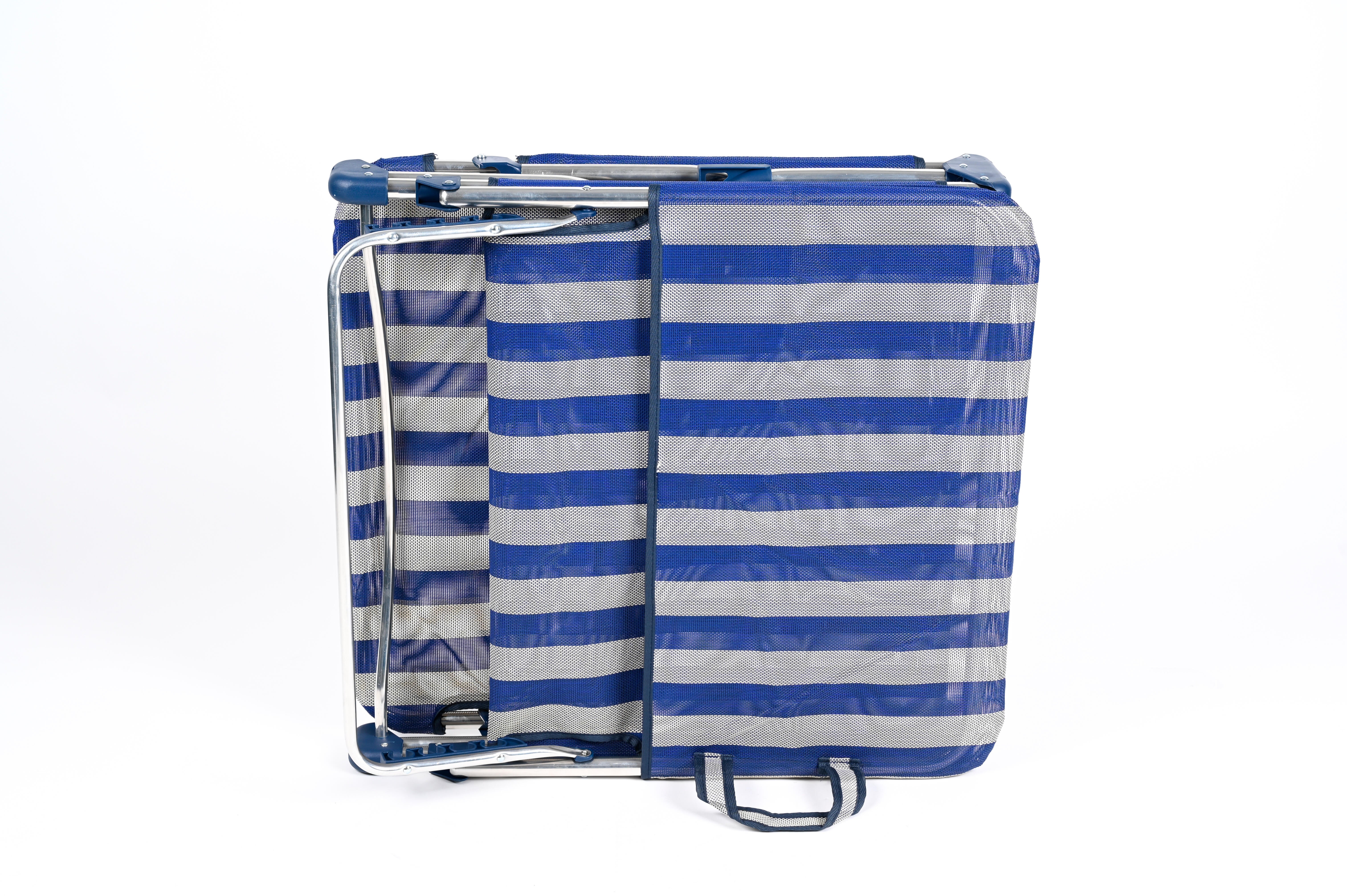 Tumbona de playa plegable de aluminio azul 67x30x191 cm - 7