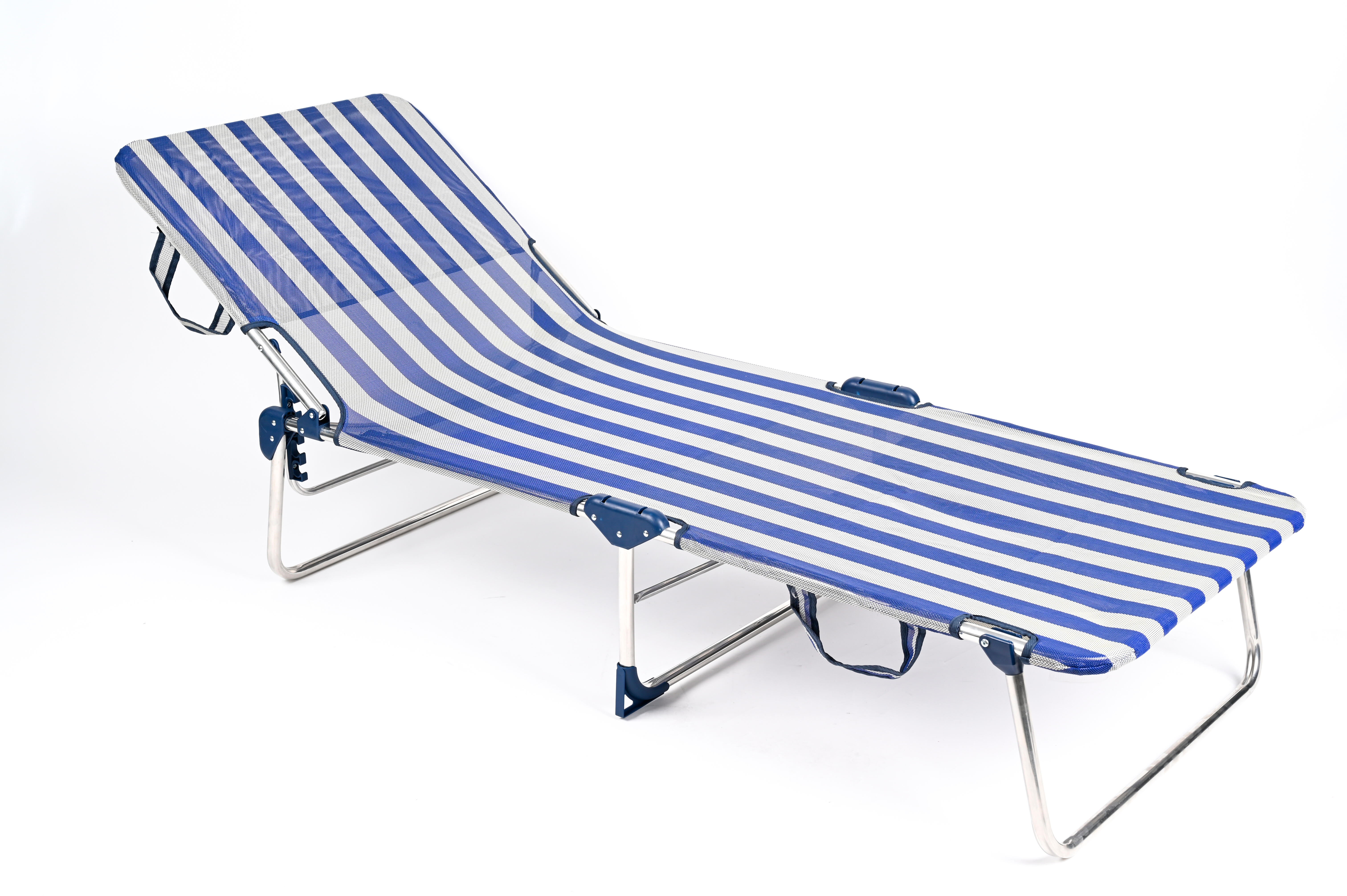 Tumbona de playa plegable de aluminio azul 67x30x191 cm - 4