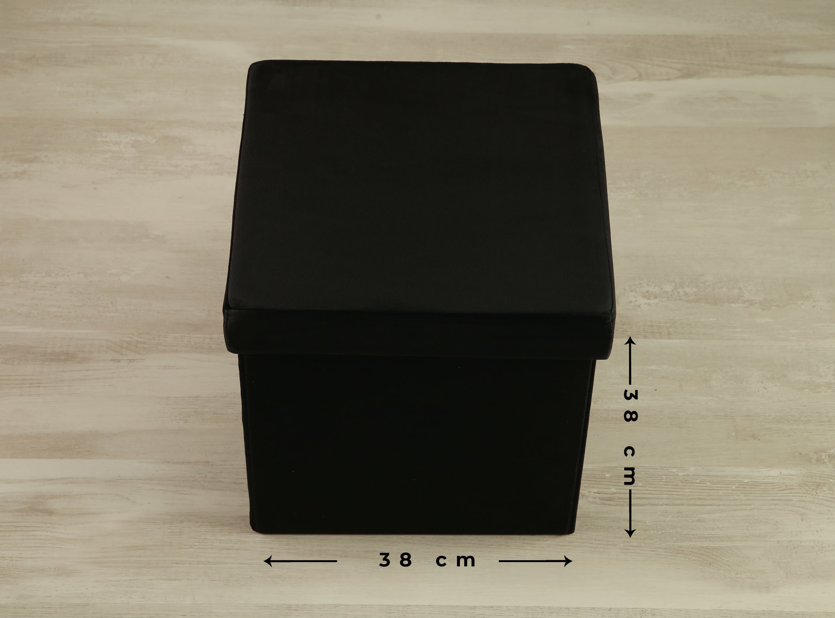 Puff decorativo poliéster cuadrado Terciopelo negro 38x38x38cm - 2
