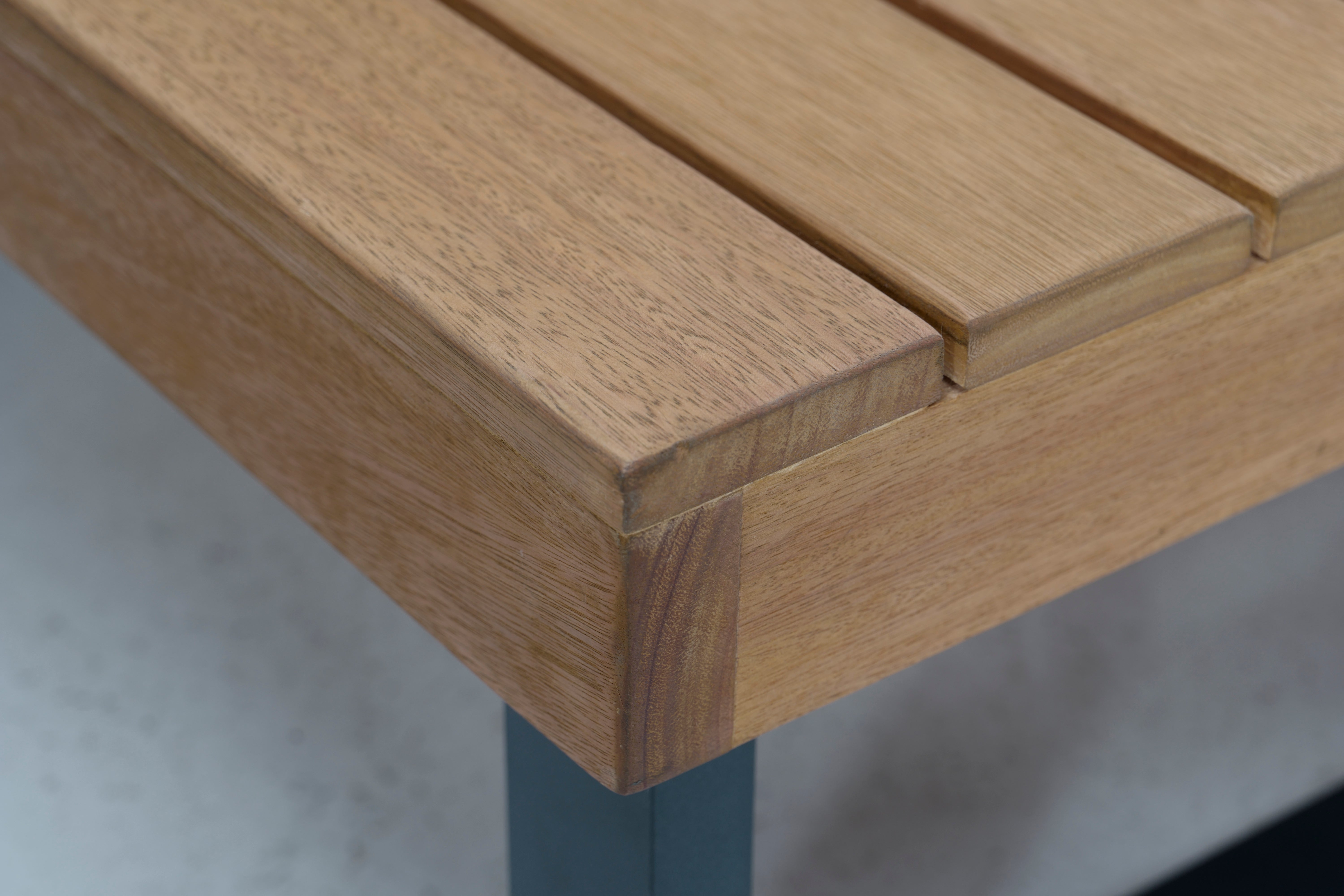 Mesa de jardín de eucalipto Nilo marrón de 74.5x28.5x74.5 cm - 7
