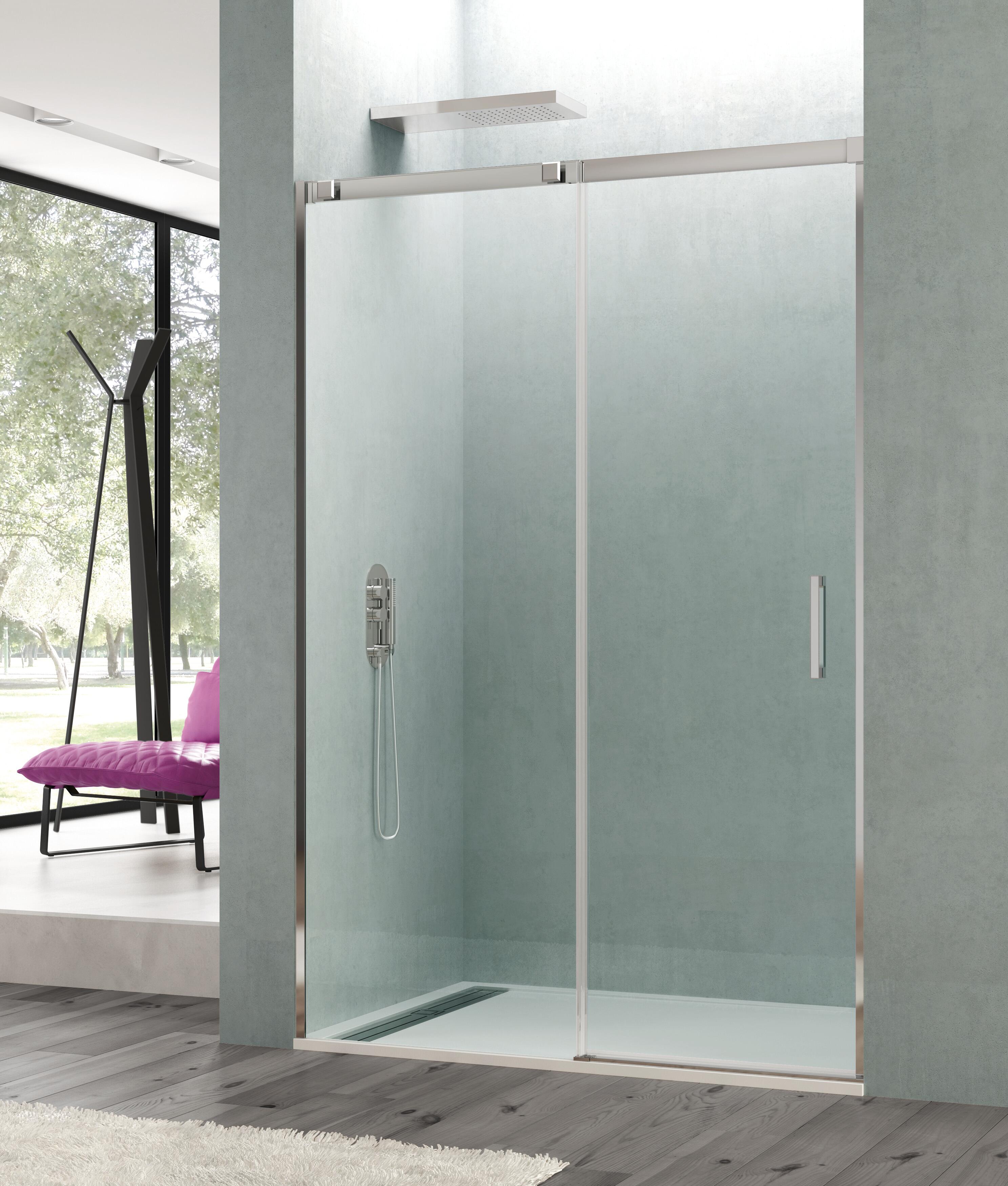 Mampara de ducha frontal corredera transparente steel tp perfil cromo (120-125)x195 cm